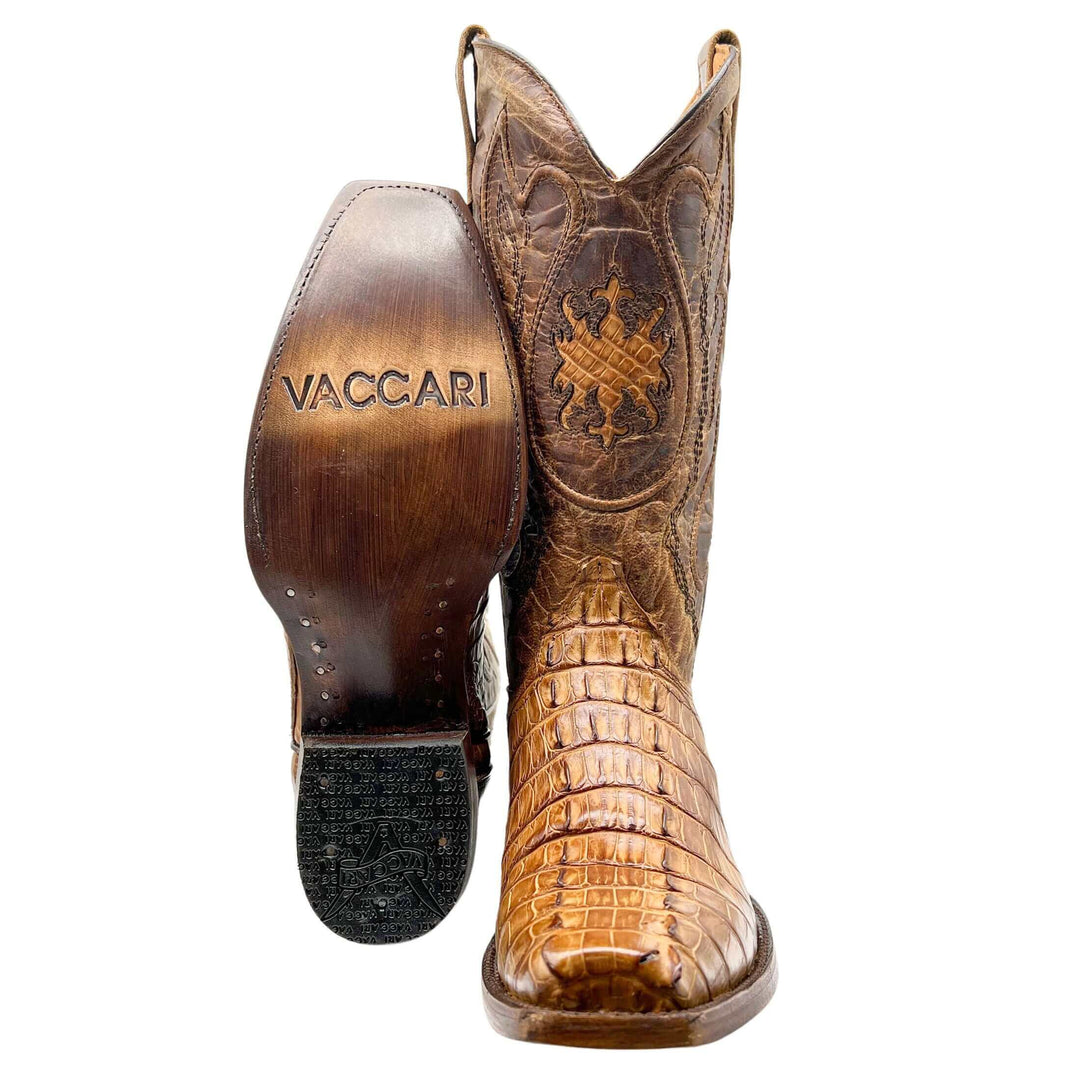 Men's Vaccari Lincoln Tan Hornback American Alligator JW Toe Boots