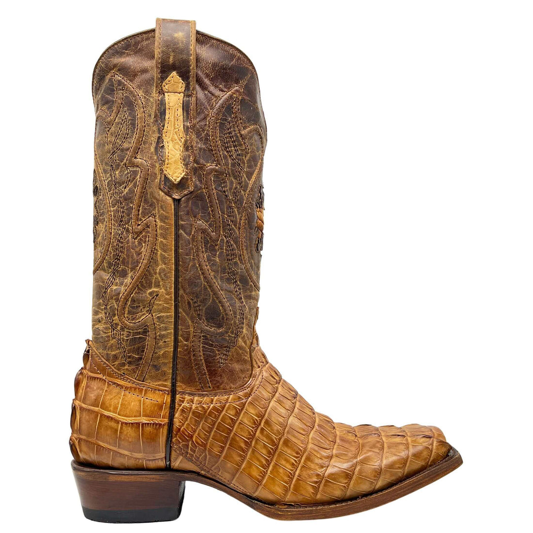 Men's Vaccari Lincoln Tan Hornback American Alligator JW Toe Boots