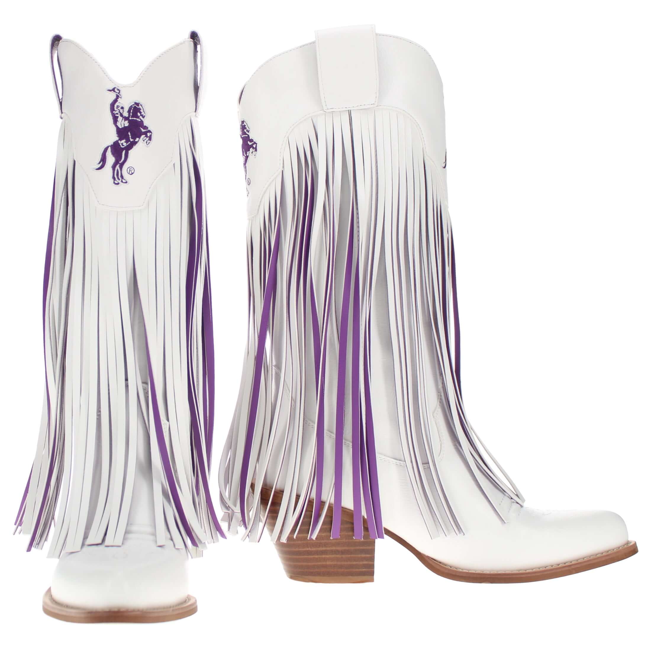 Tarleton State University Kacey White Fringe Boot by V By Vaccari