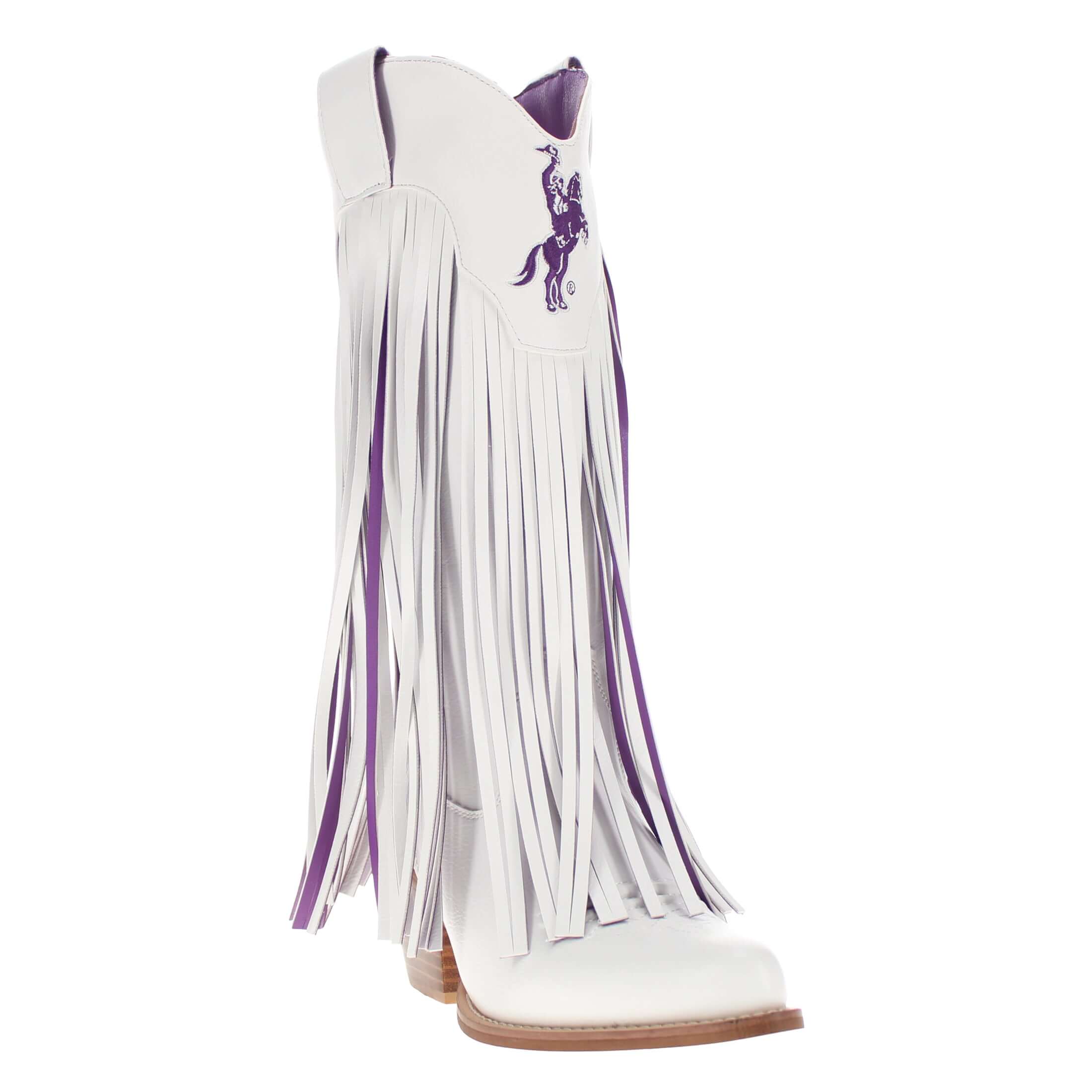 Tarleton State University Kacey White Fringe Boot by V By Vaccari