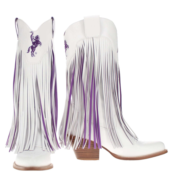 Tarleton State University Kacey White Fringe Boot by V By Vaccari