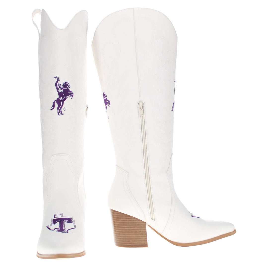 Tarleton State University Blair Tall White Boot By V By Vaccari
