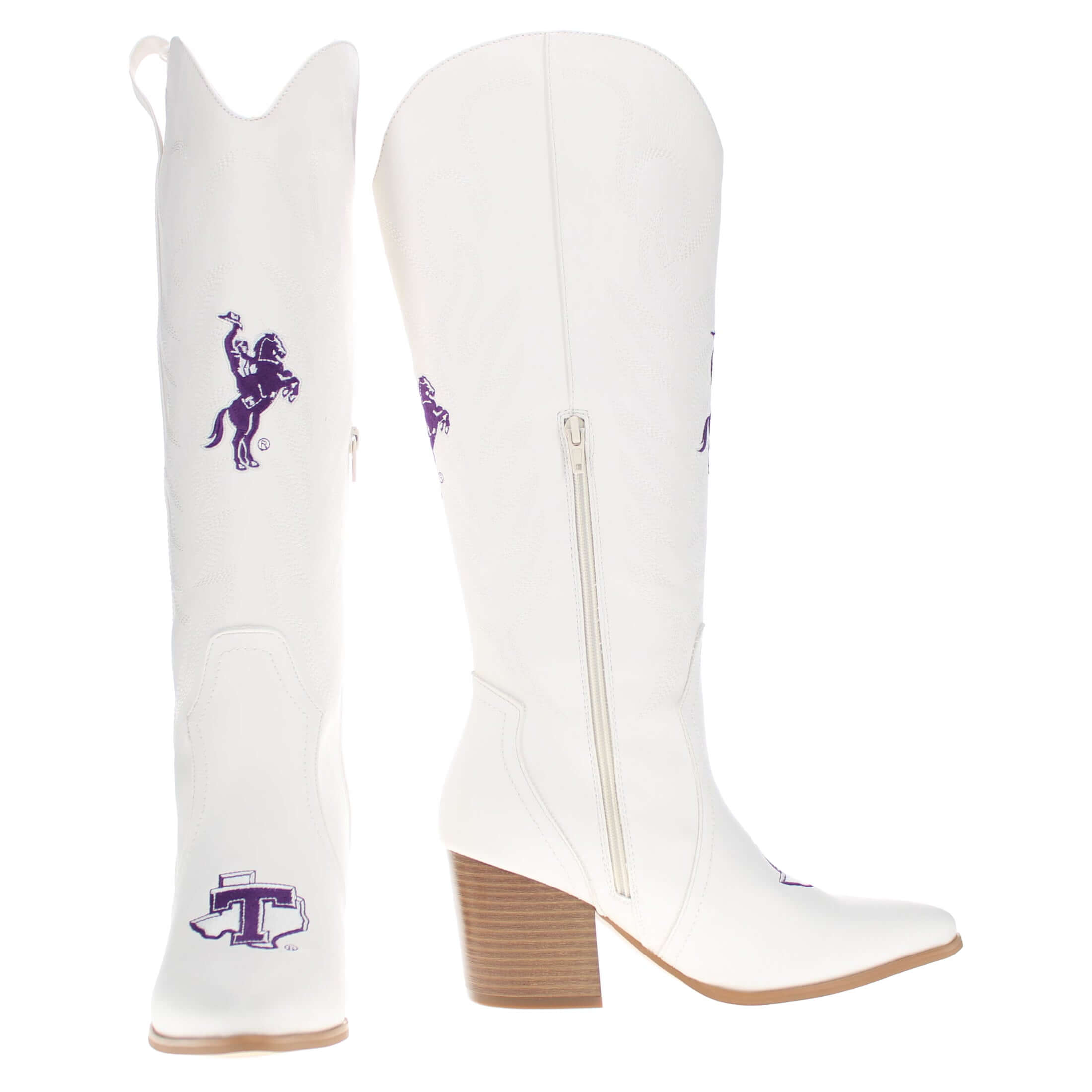 Tarleton State University Blair Tall White Boot By V By Vaccari