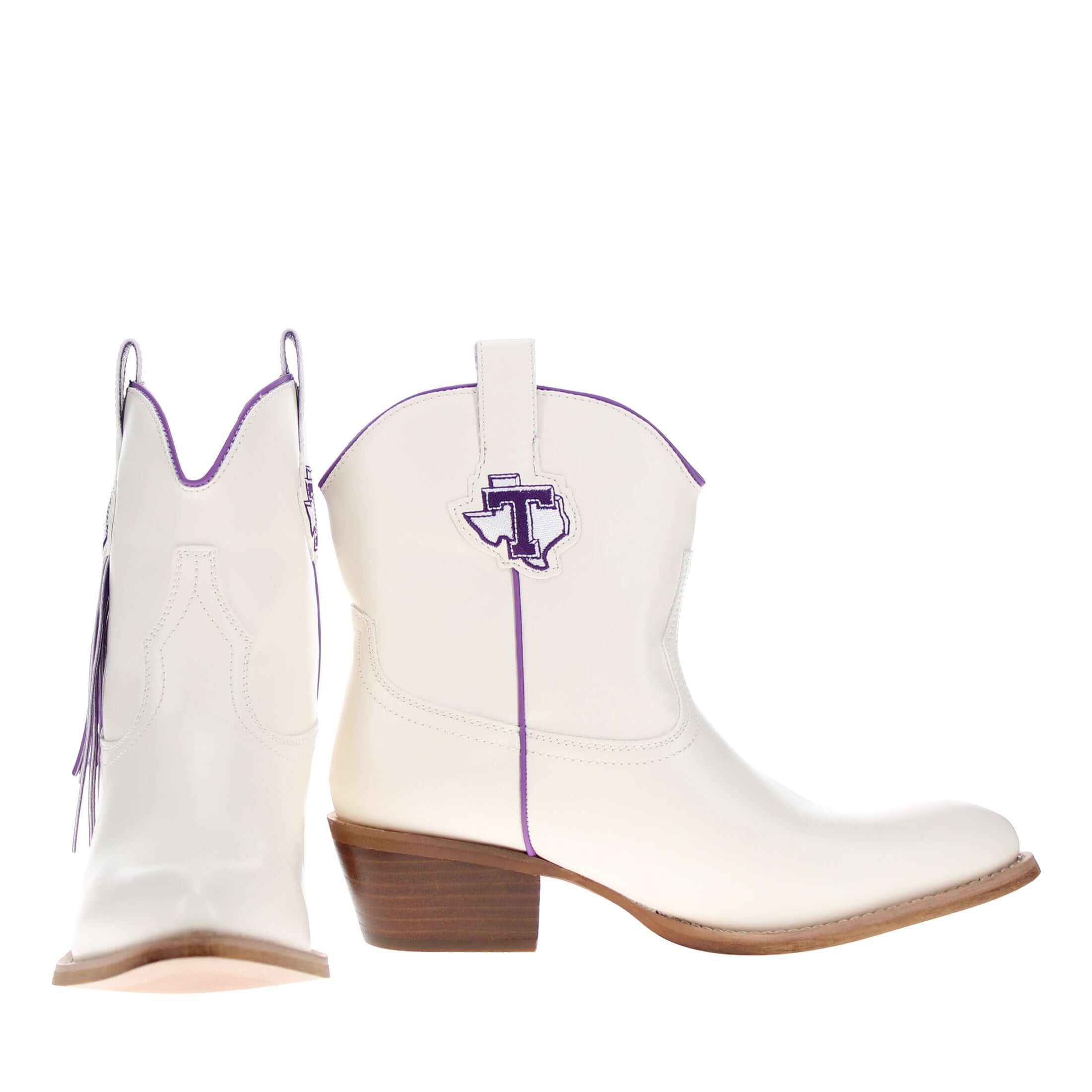 Women's Tarelton State University Bone Fringe Bootie Lucy By V By Vaccari