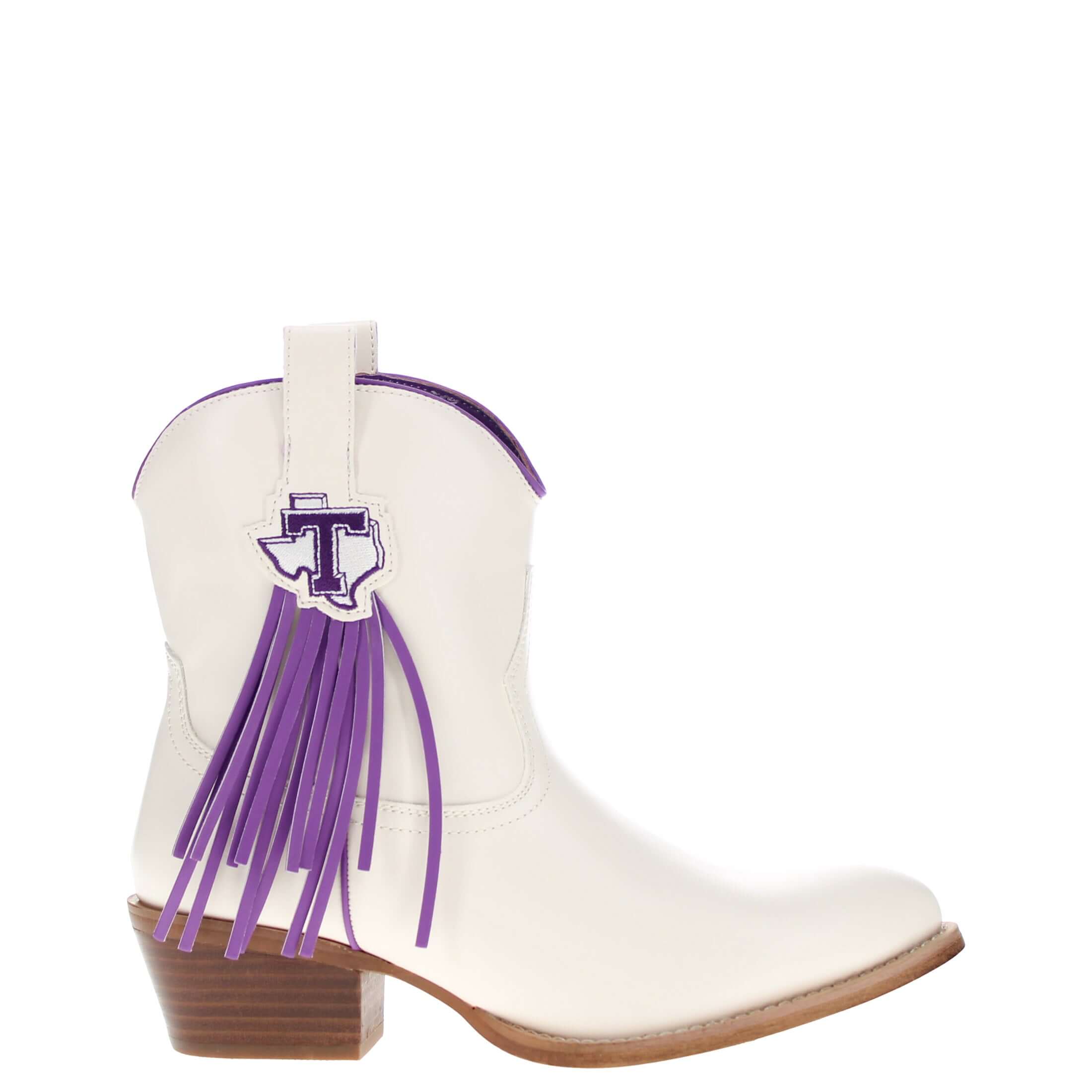 Women's Tarelton State University Bone Fringe Bootie Lucy By V By Vaccari