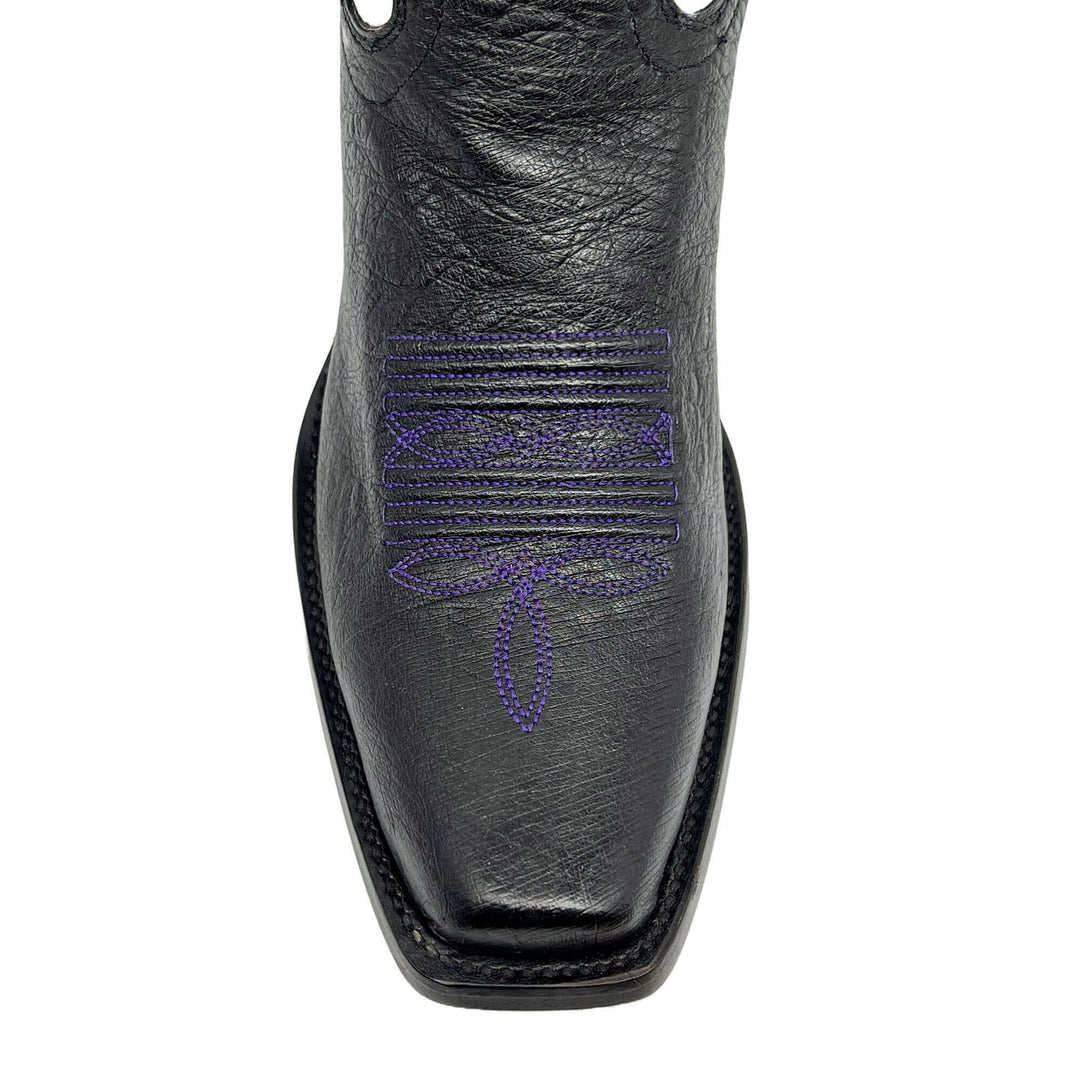 Men's Texas Christian University Genuine Smooth Ostrich Black JW Toe Cowboy Boots by Vaccari University