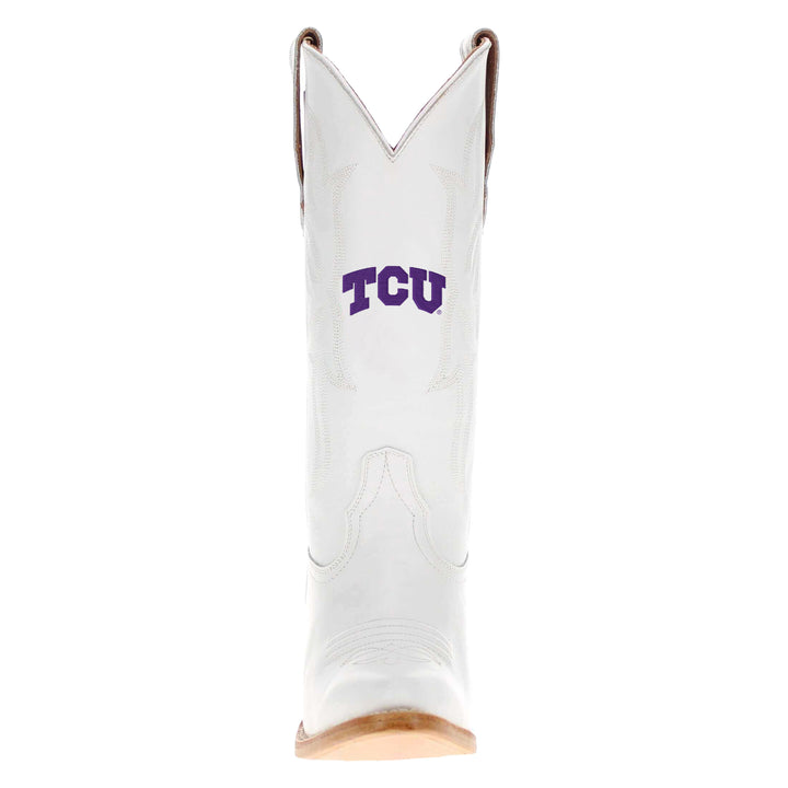 Women's Texas Christan University White Cowgirl Boots Leighton by Vaccari University