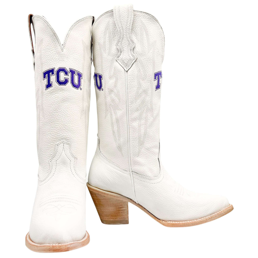 Women's TCU Less Than Perfect All White Pointed Toe Cowgirl Boots Leighton by Vaccari
