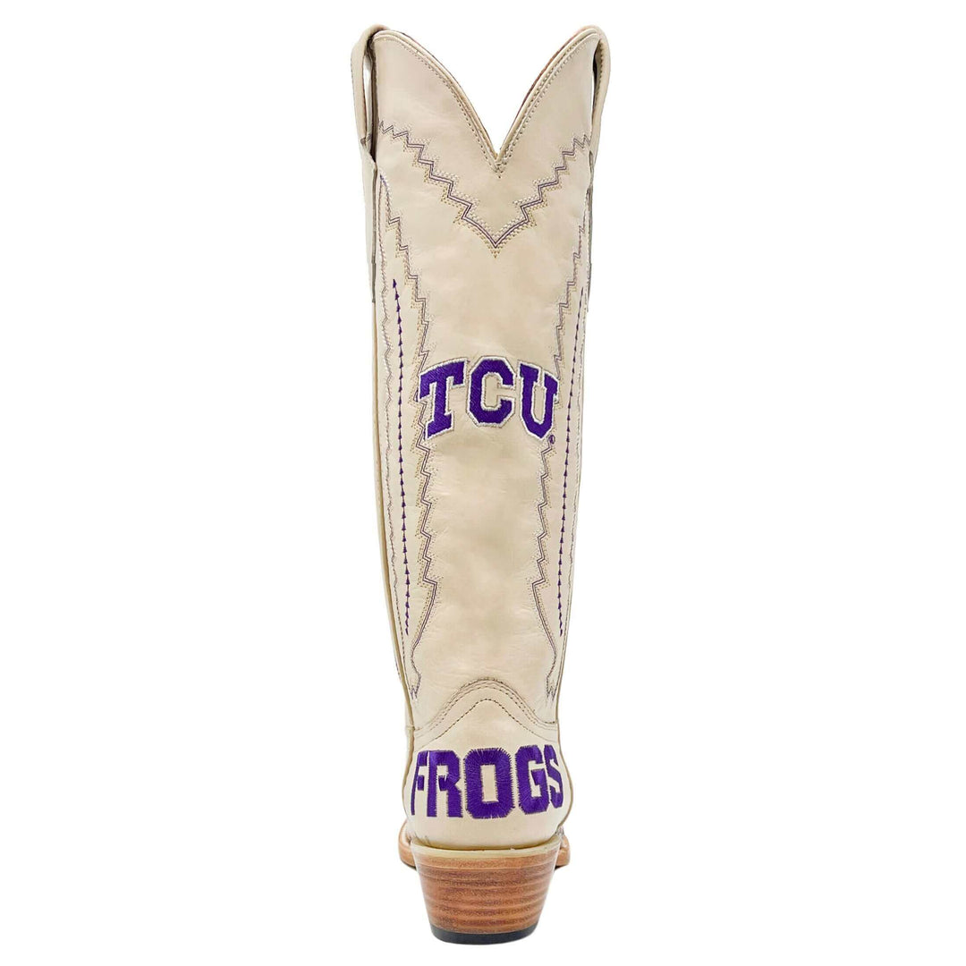 Women's Texas Christian University Horned Frogs Bone Snip Toe Cowgirl Boots Naomi by Vaccari