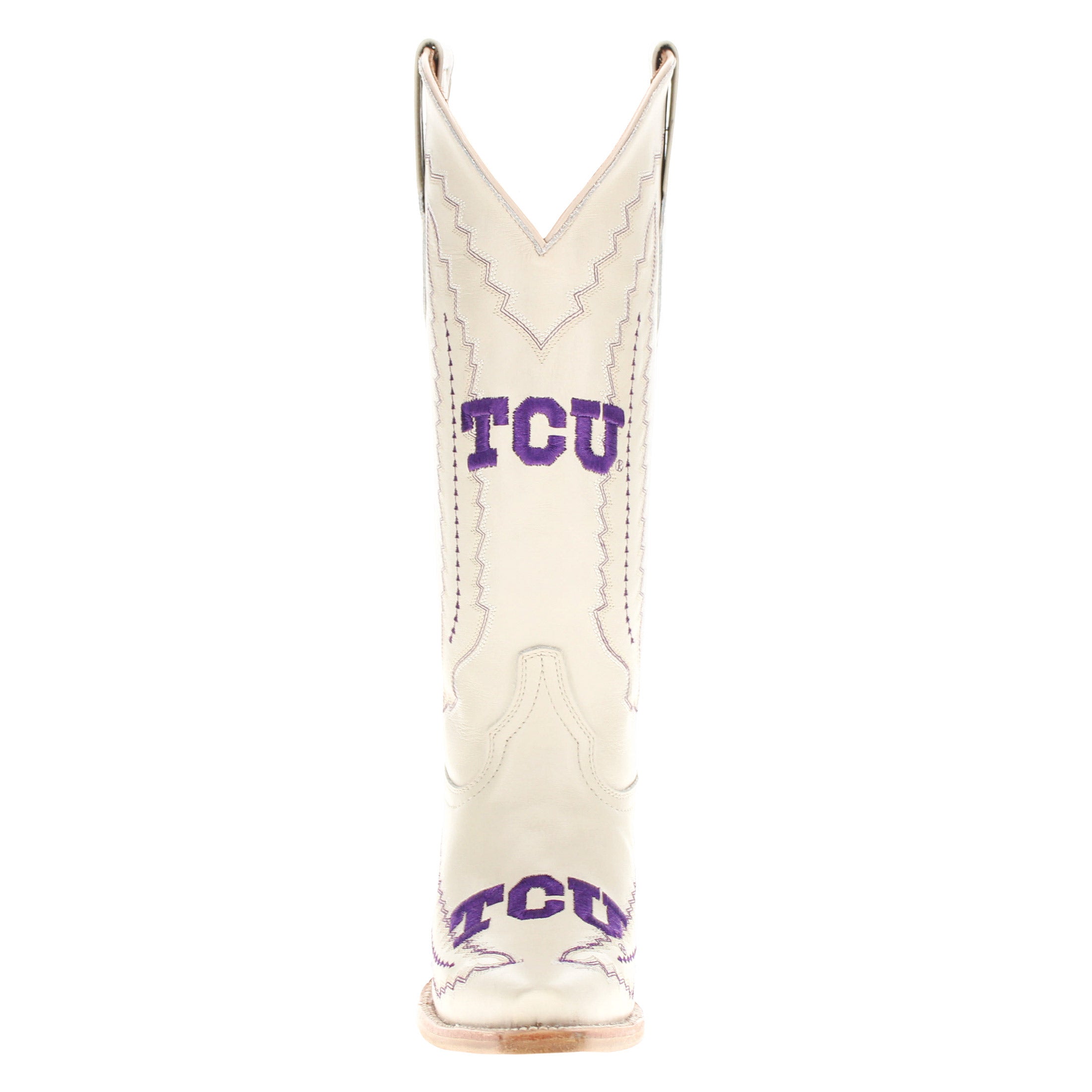 Women's TCU Horned Frogs Bone Leather Snip Toe Cowgirl Boots by Vaccari