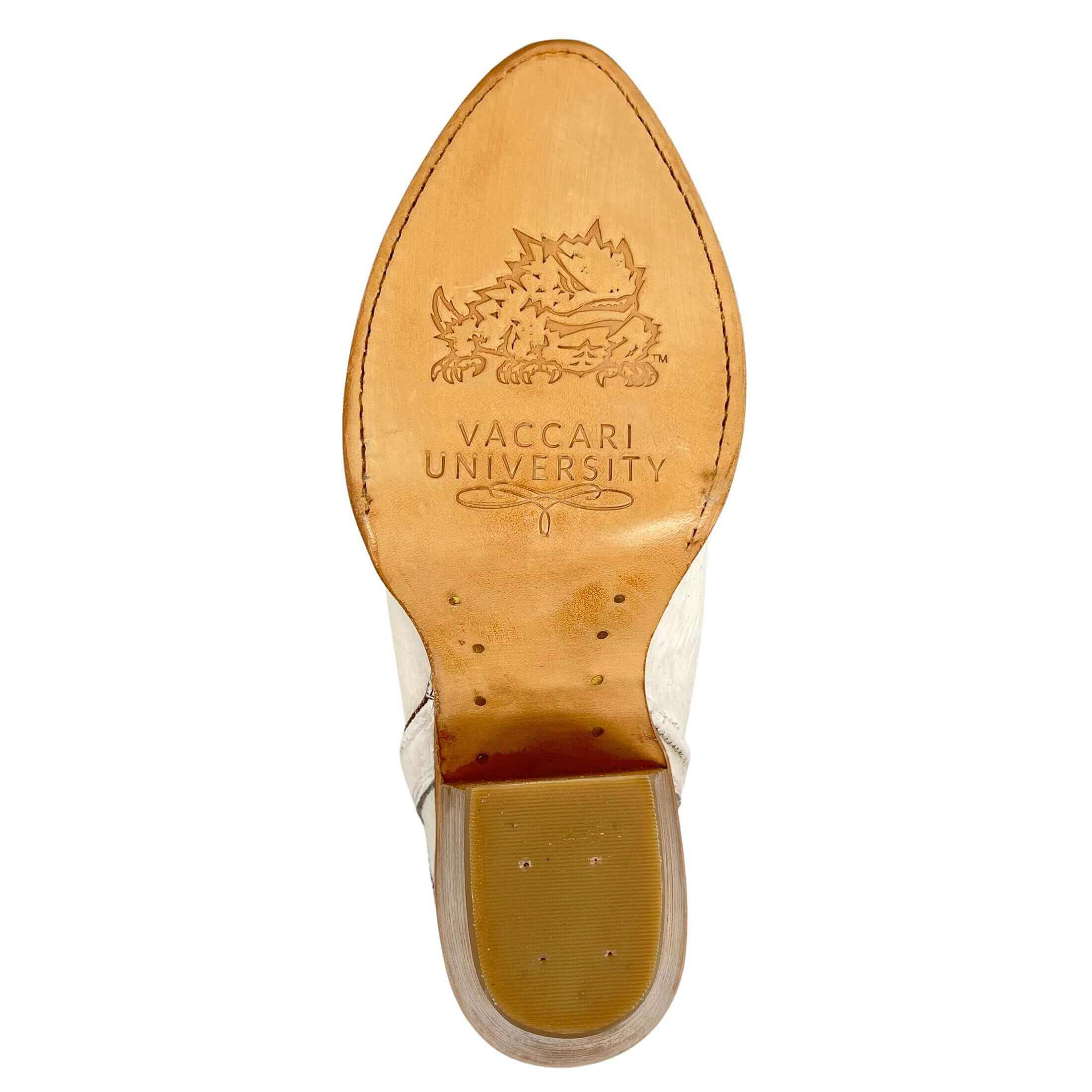 Women's Texas Christian University White Pointed Toe Booties by Vaccari