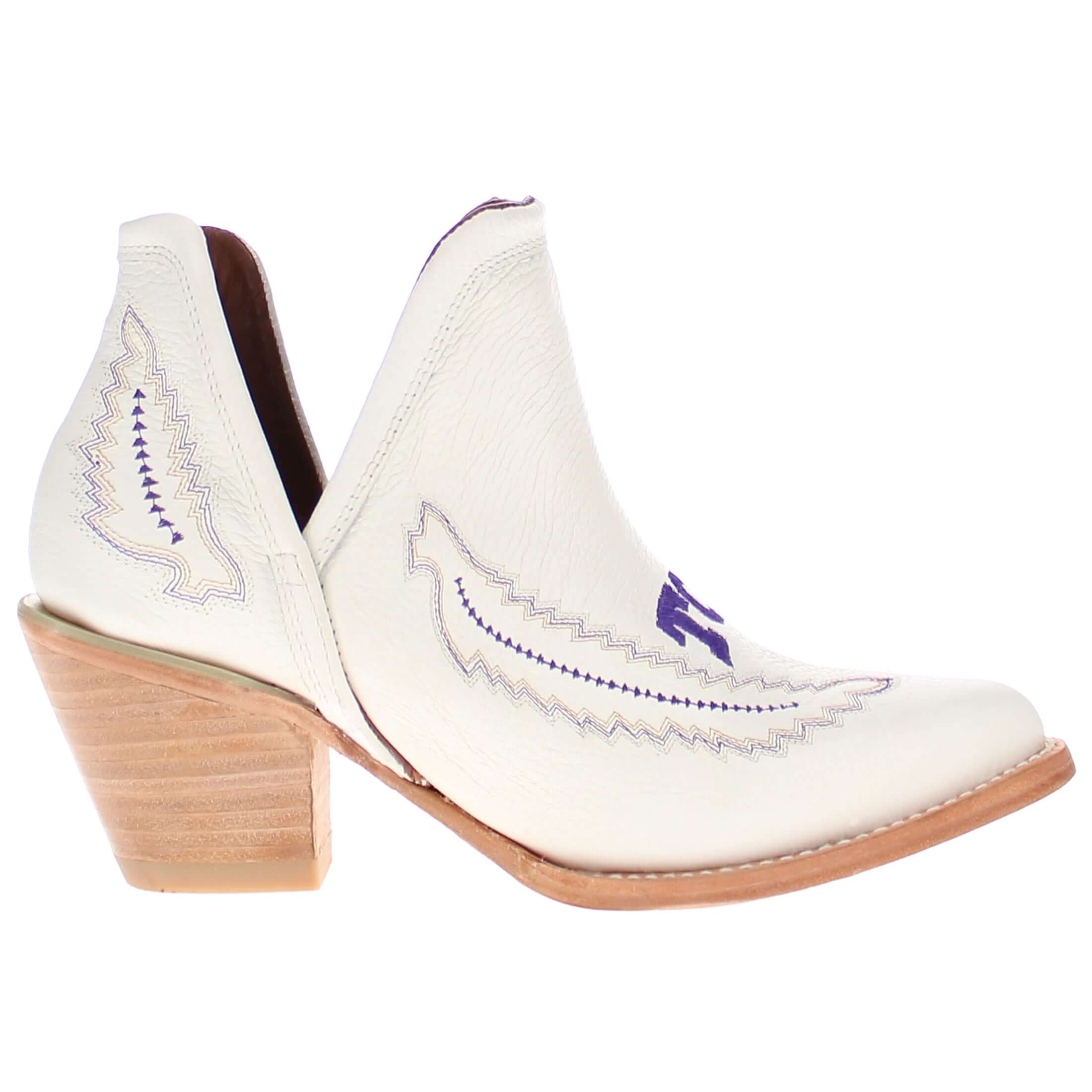 Women's Texas Christian University White Pointed Toe Booties by Vaccari