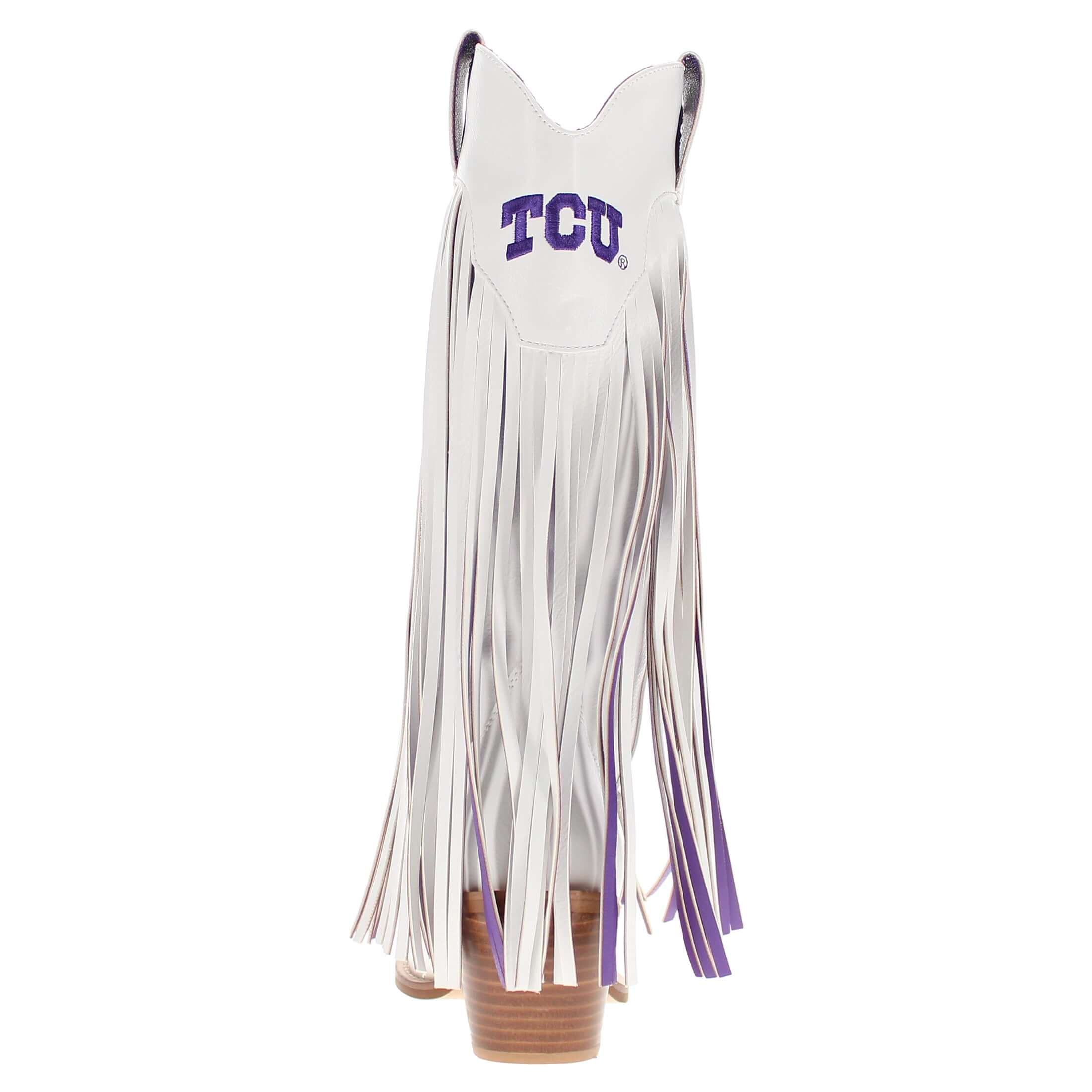 Texas Christian University Kacey White Fringe Boot By V By Vaccari
