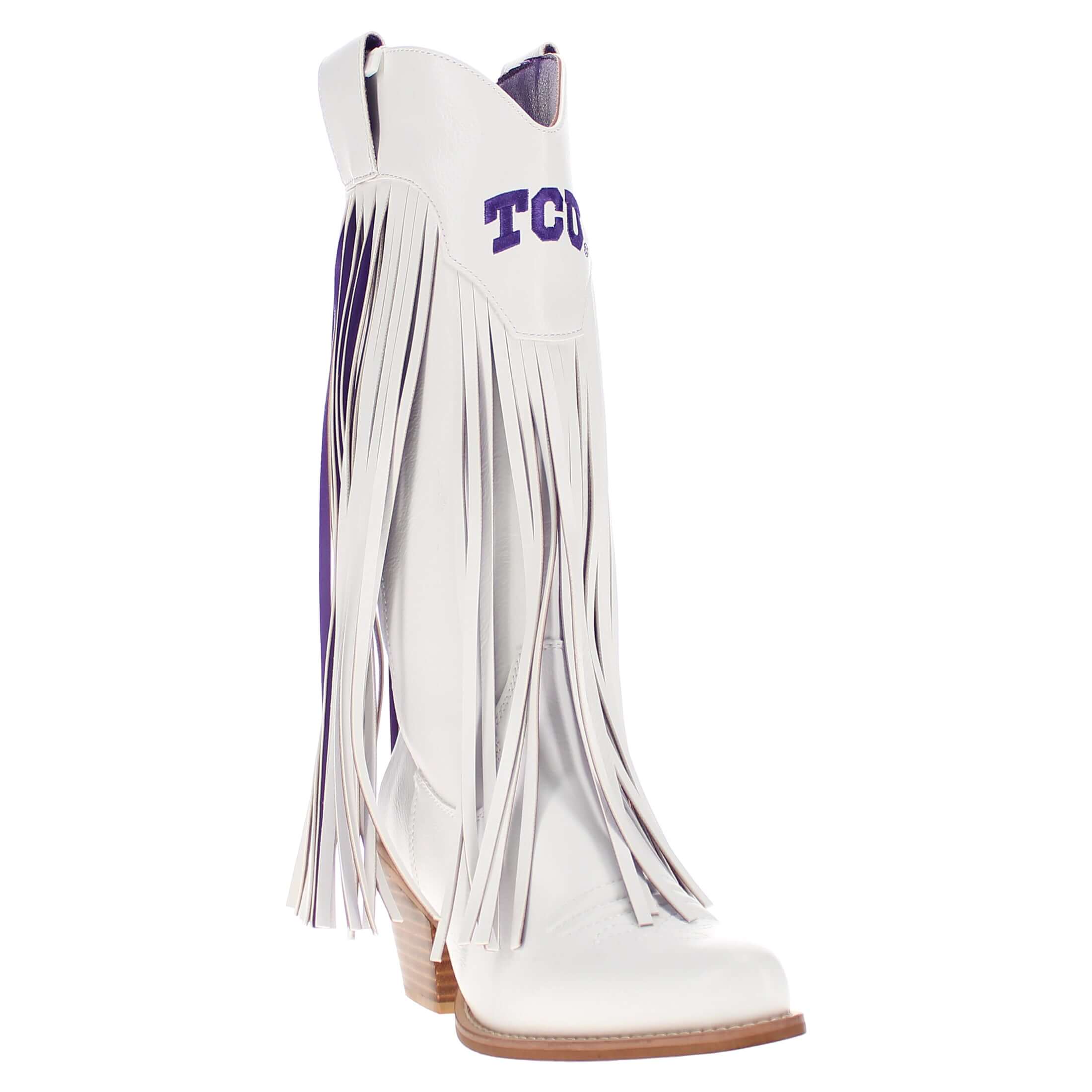 Texas Christian University Kacey White Fringe Boot By V By Vaccari