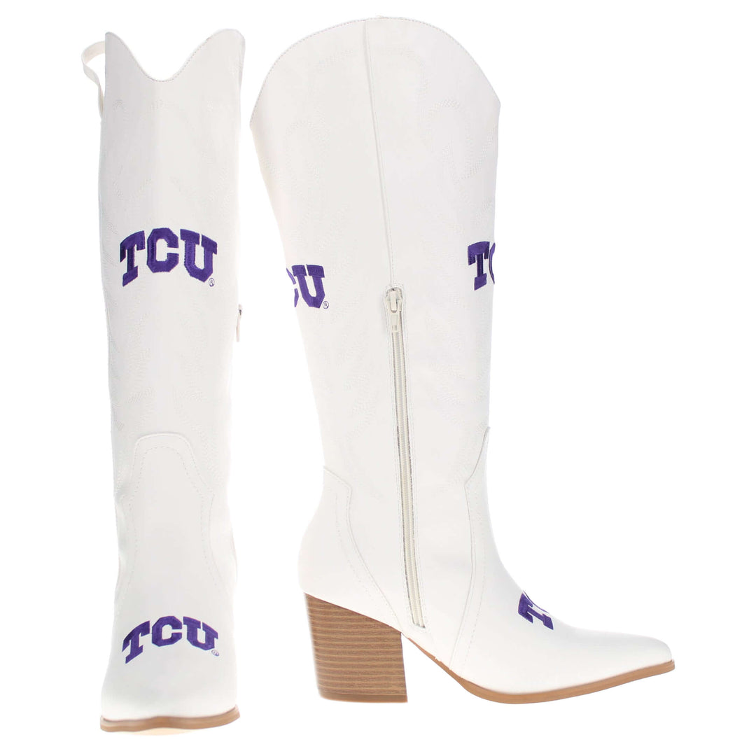 Texas Christian University Blair Tall White Boot By V By Vaccari