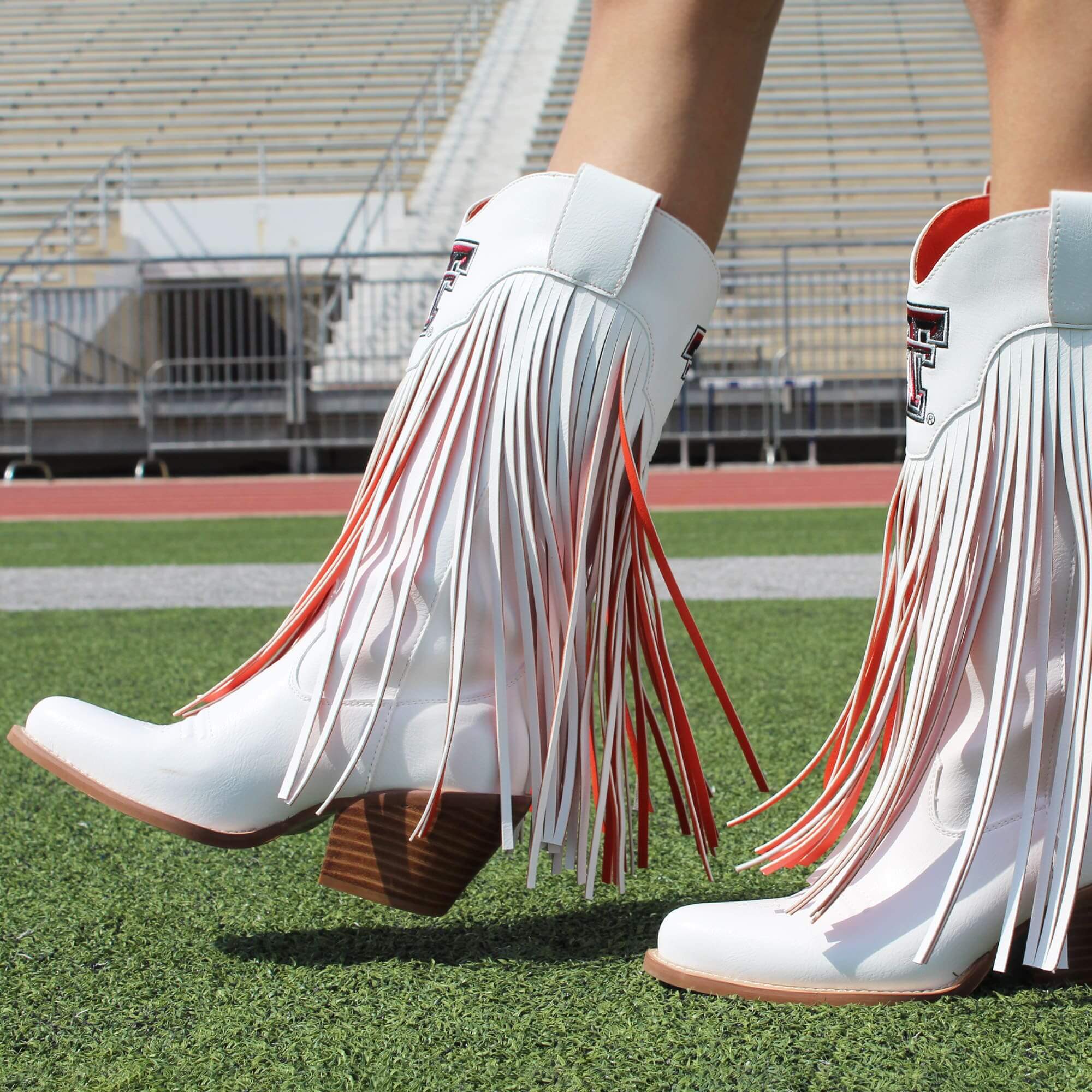 Texas Tech University Kacey White Fringe Boot By V By Vaccari