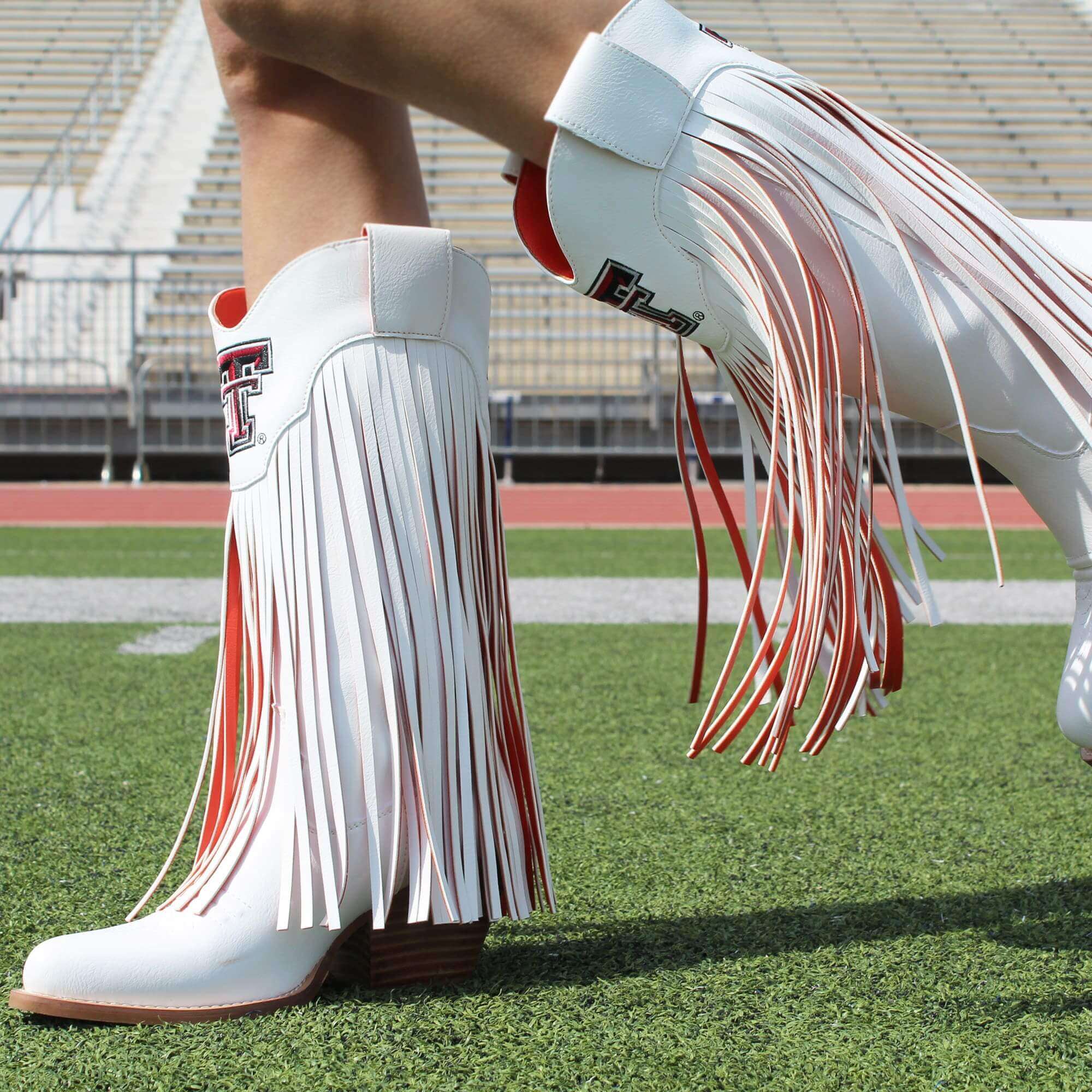 Texas Tech University Kacey White Fringe Boot By V By Vaccari
