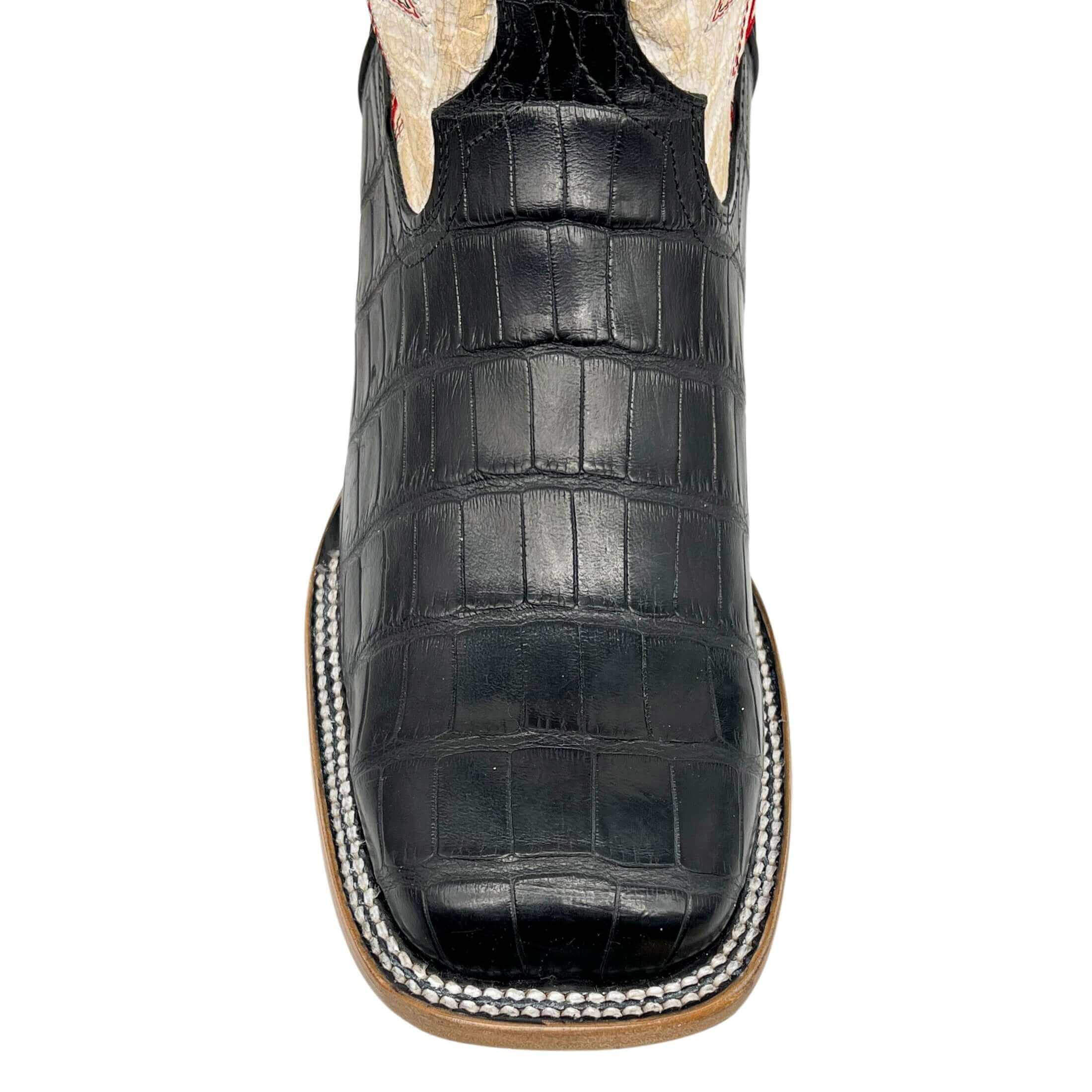 Men's Texas Tech University Red Raiders Cowboy Boots | Black Square Toe American Alligator Boots | Officially Licensed | Parker