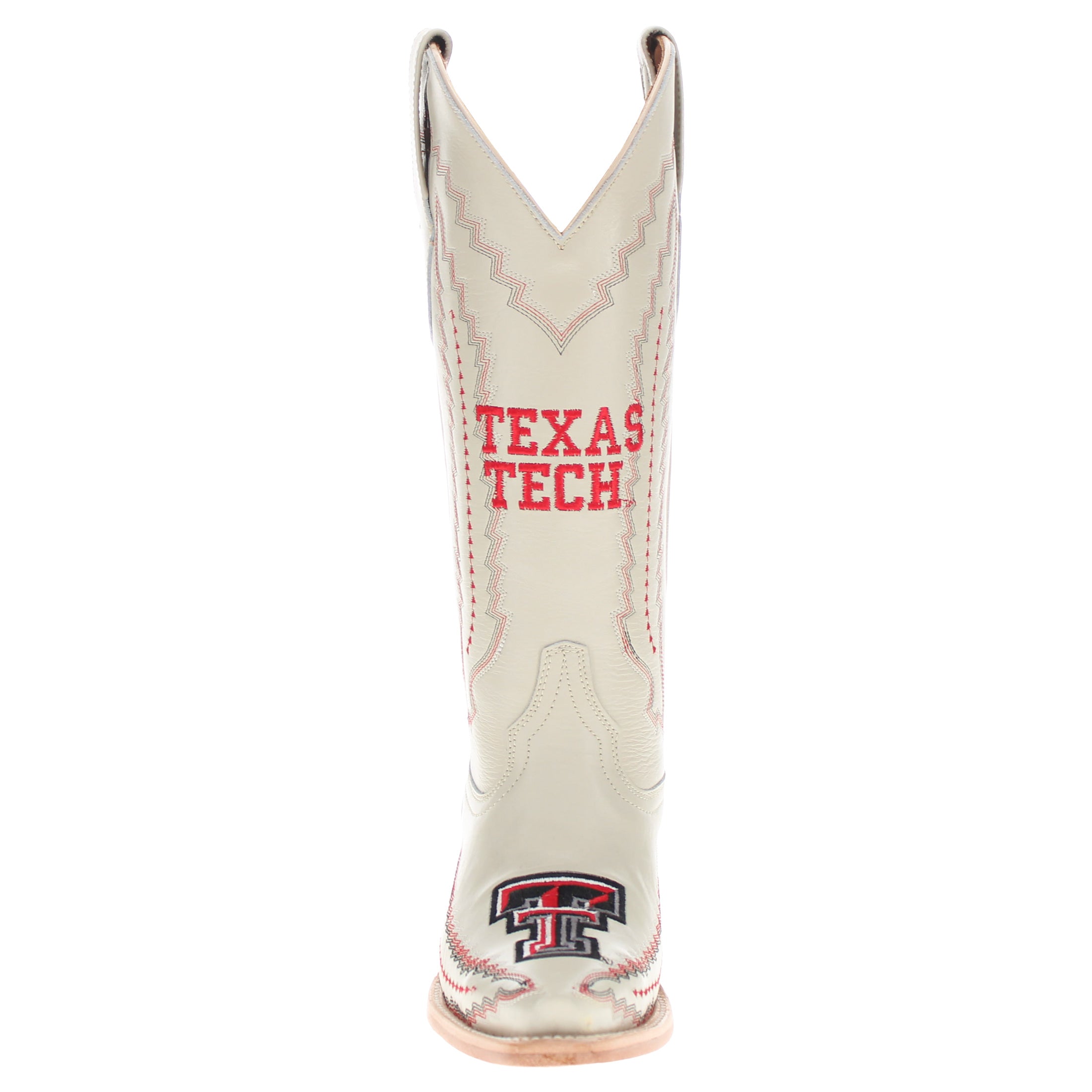 Women's Texas Tech Red Raiders Bone Leather Cowgirl Snip Toe Boots by Vaccari