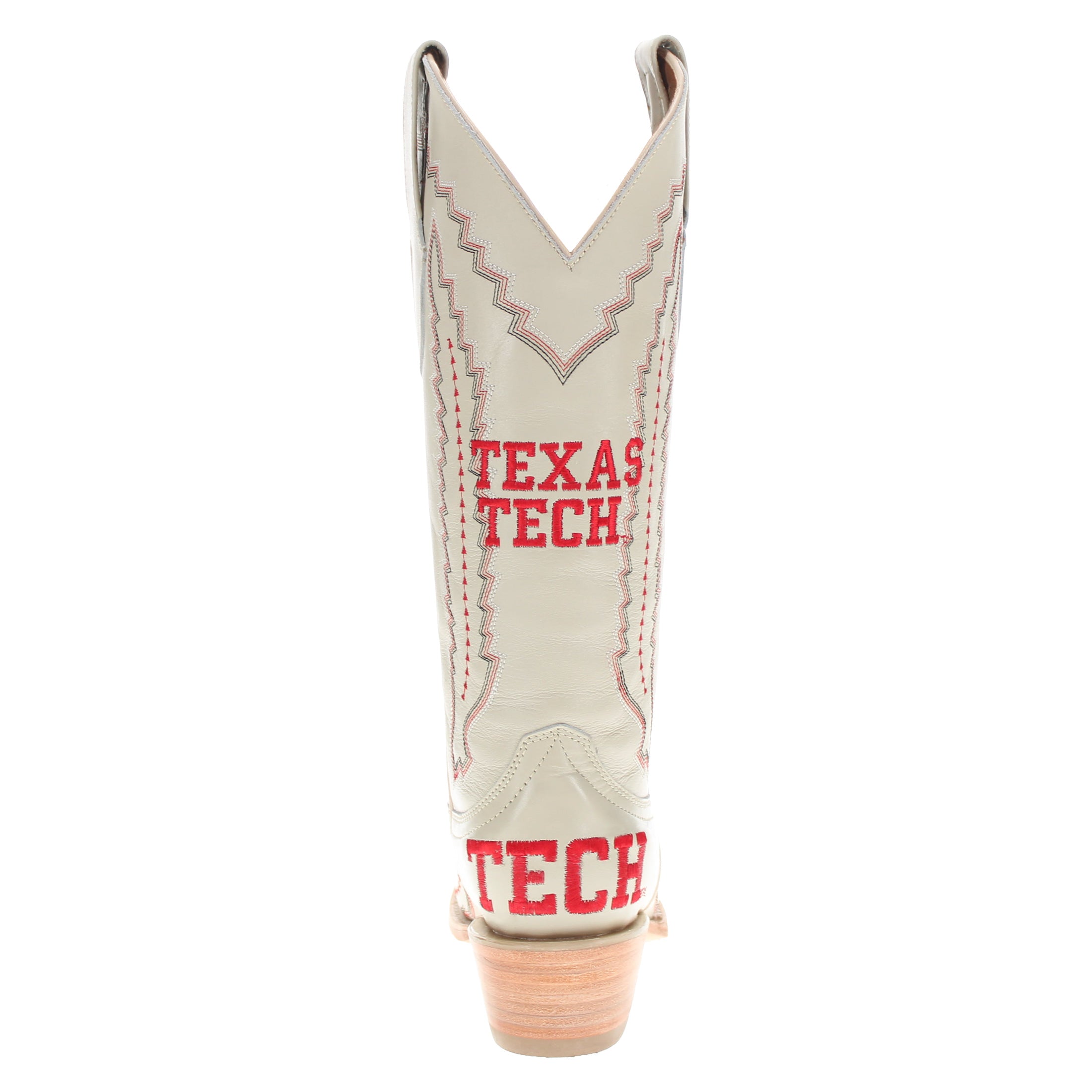 Women's Texas Tech Red Raiders Bone Leather Cowgirl Snip Toe Boots by Vaccari