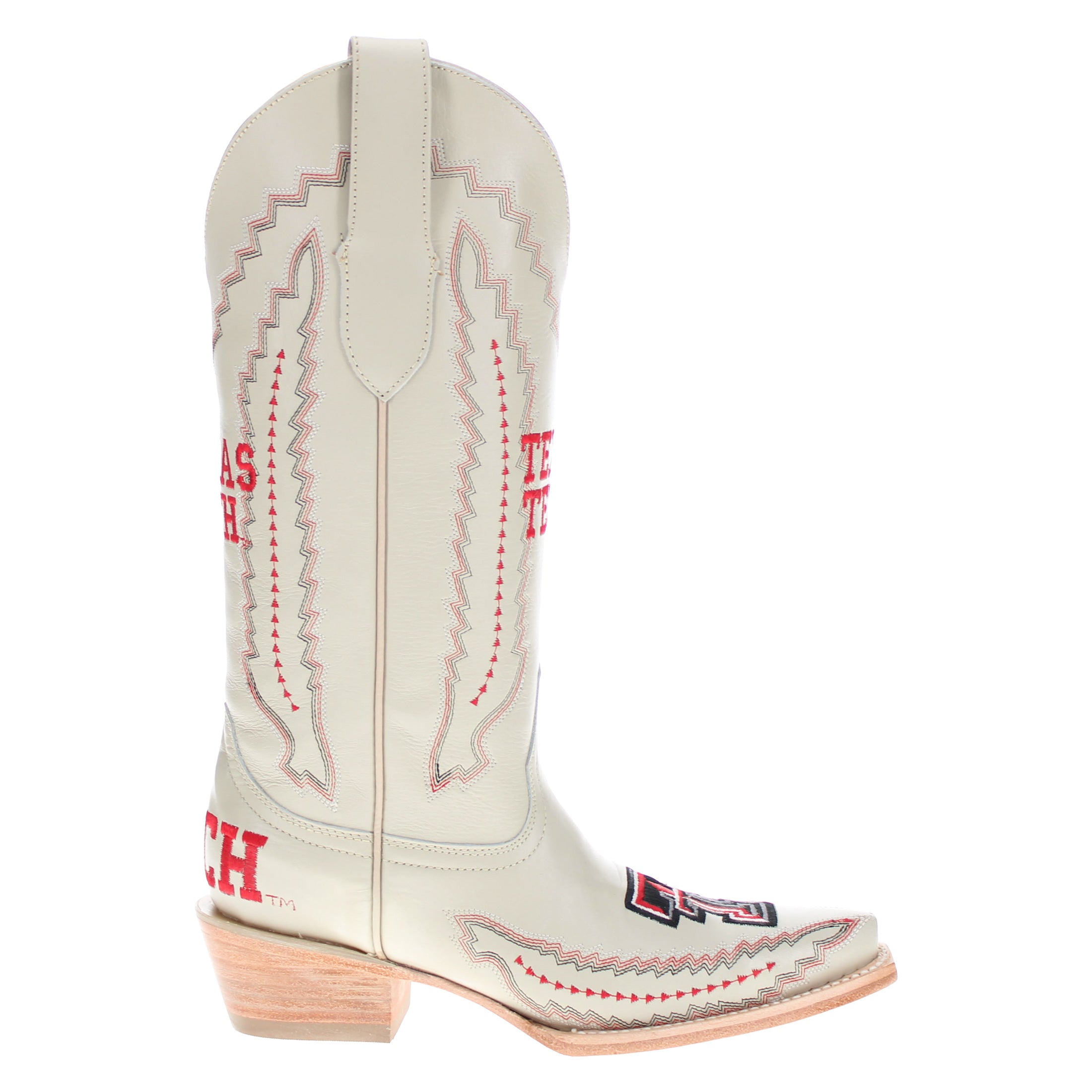 Women's Texas Tech Red Raiders Bone Leather Cowgirl Snip Toe Boots by Vaccari