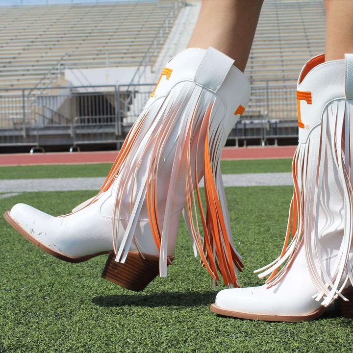 University of Tennessee Kacey White Fringe Boot By V By Vaccari
