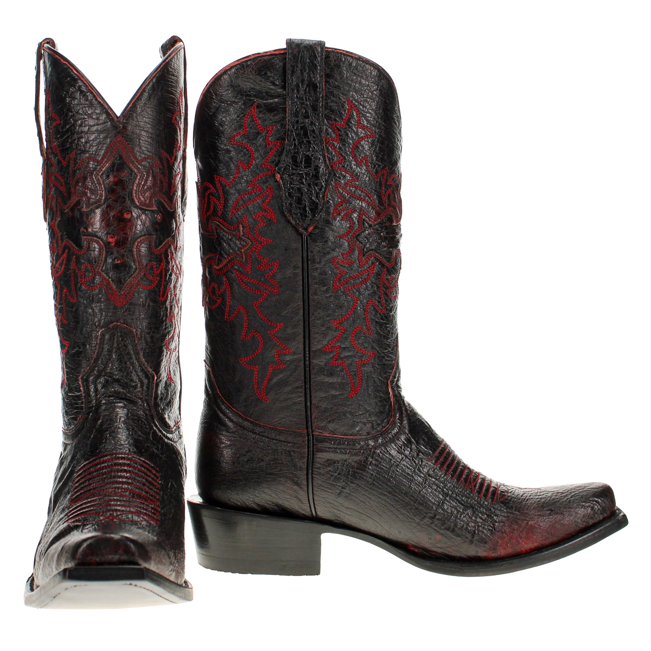 Men's Black Cherry Full Smooth Ostrich JW Cowboy Boots by Vaccari