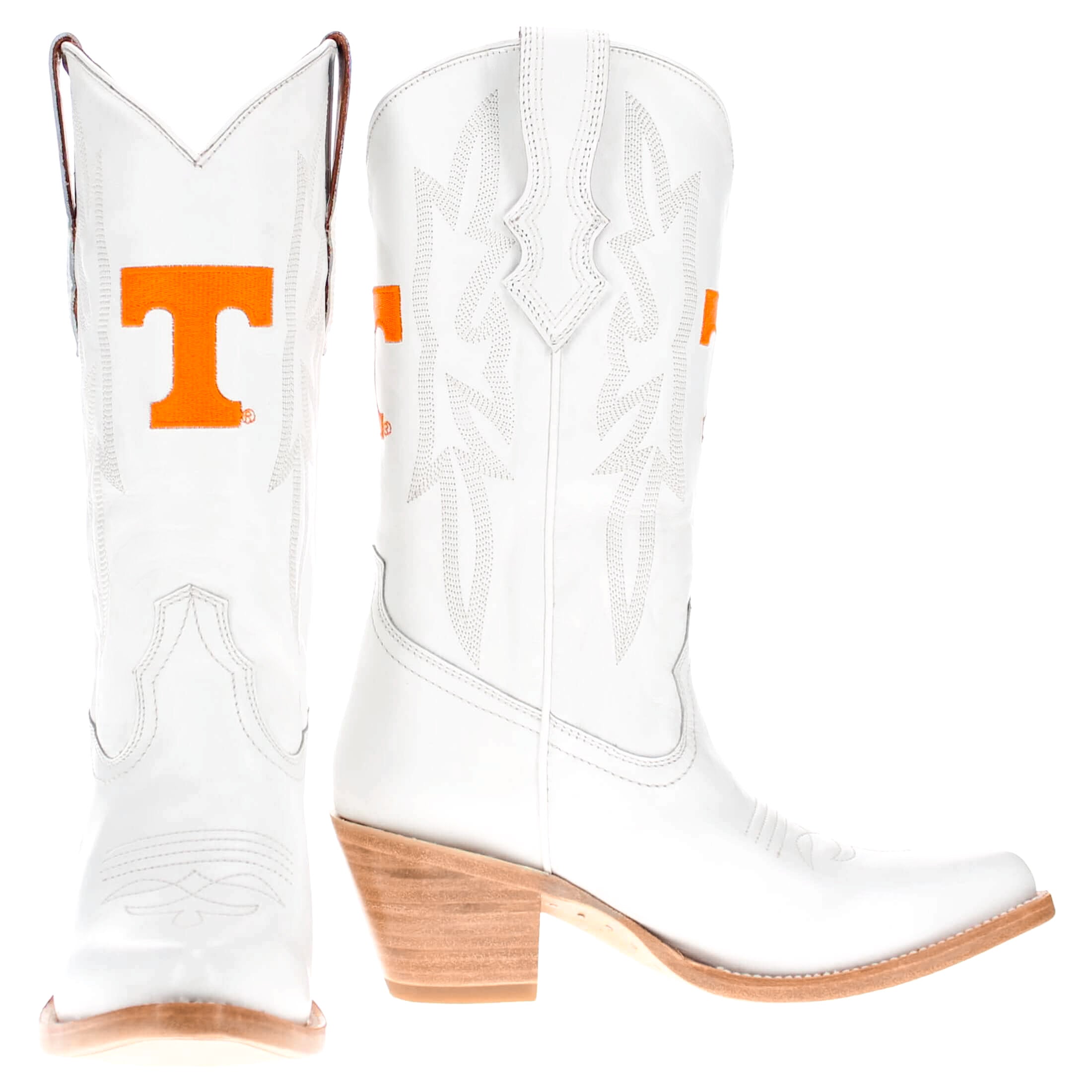 Women's University of Tennessee All White Pointed Toe Cowgirl Boots Leighton Vaccari University