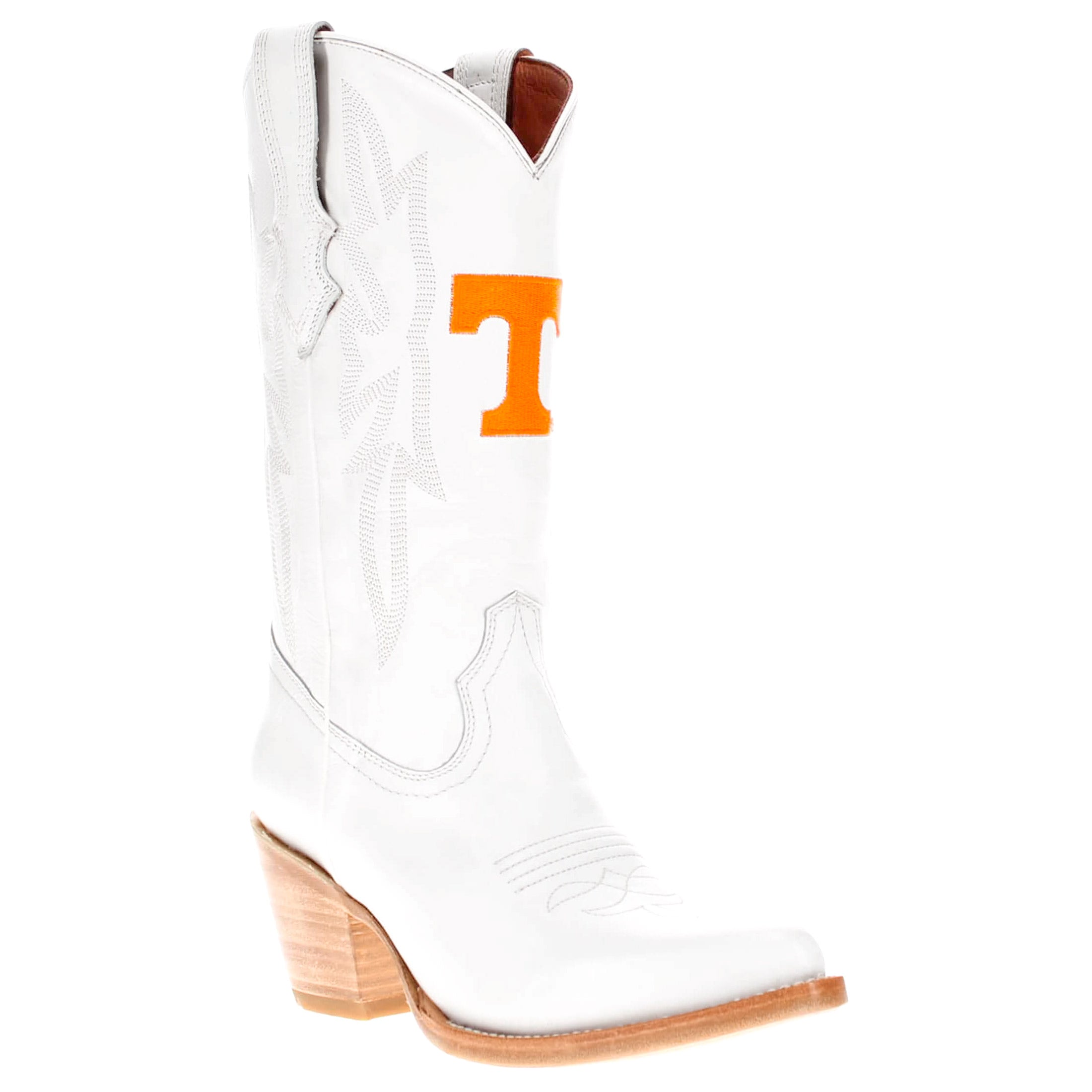 Women's University of Tennessee All White Pointed Toe Cowgirl Boots Leighton Vaccari University