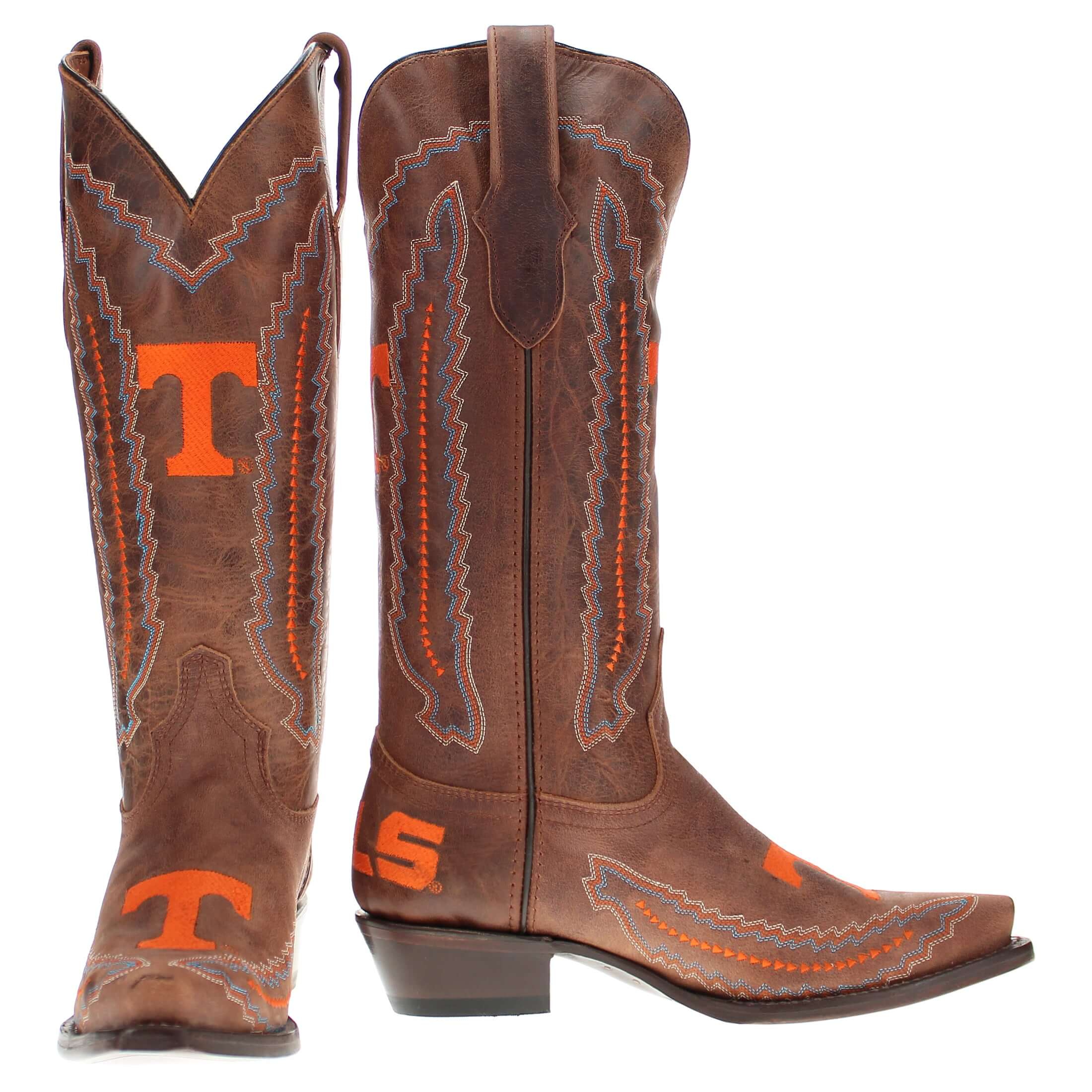 Women's Universtiy of Tennessee Volunteers Cowgirl Boots | Brown Snip Toe Boots | Officially Licensed | Naomi