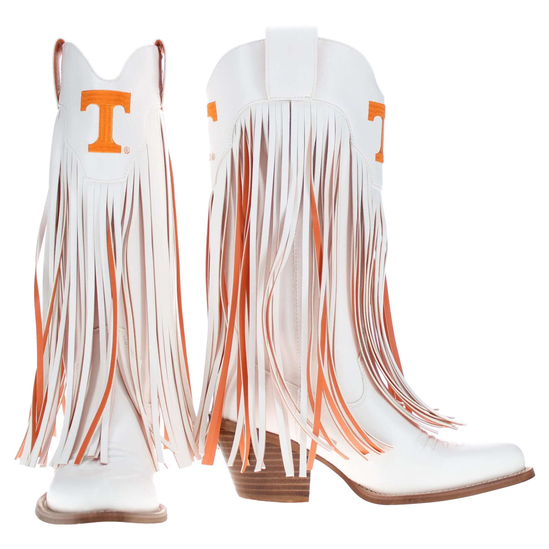 University of Tennessee Kacey White Fringe Boot By V By Vaccari