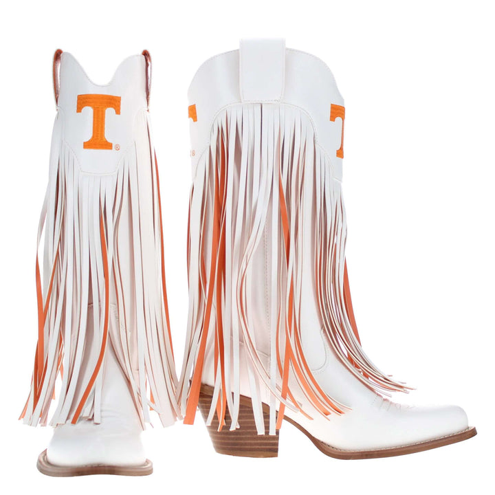 University of Tennessee Kacey White Fringe Boot By V By Vaccari