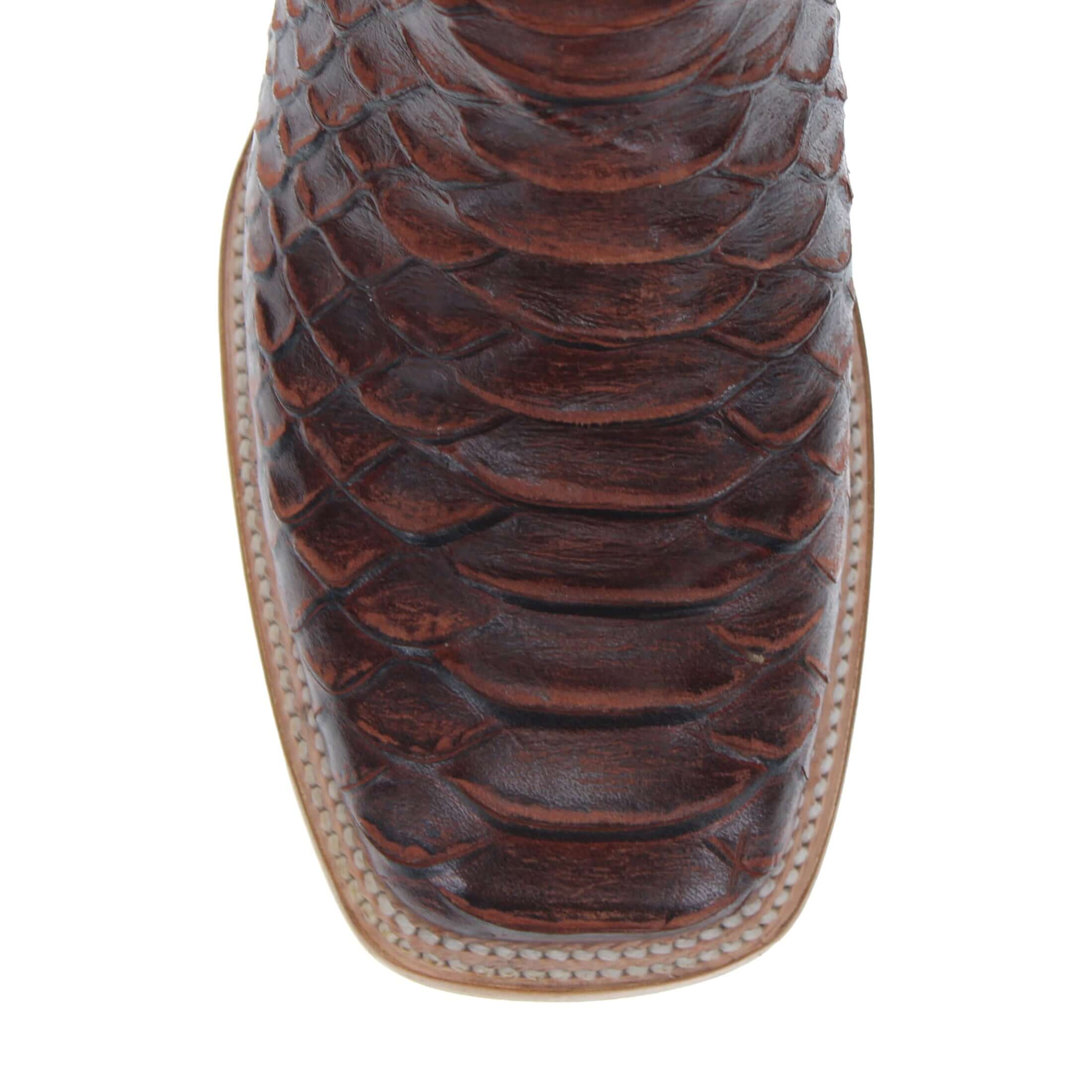 Men's Mocha Python Print Cowboy Boots Chase by Vaccari Core