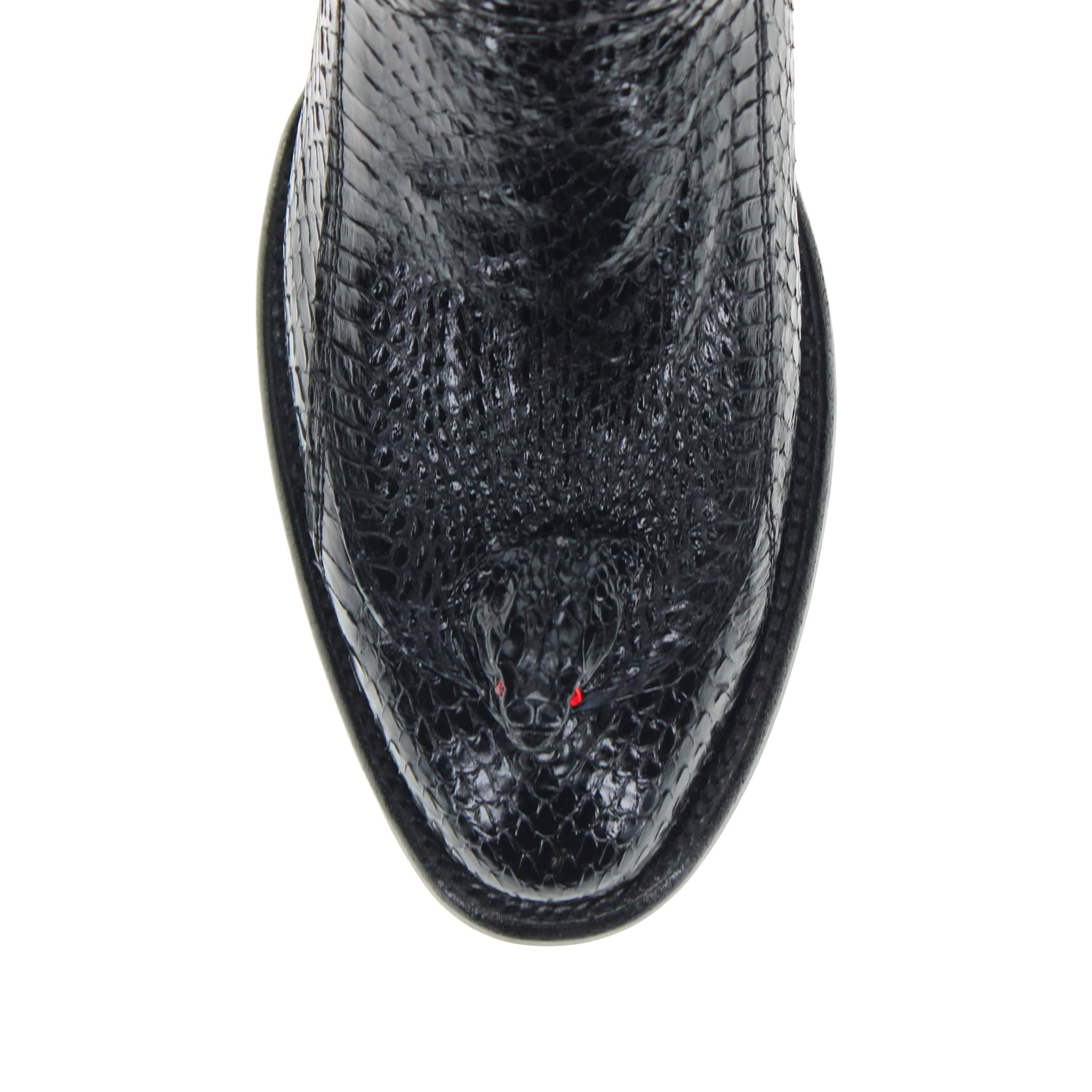 Men's Black Cobra Round Toe Cowboy Boots with Head by Vaccari