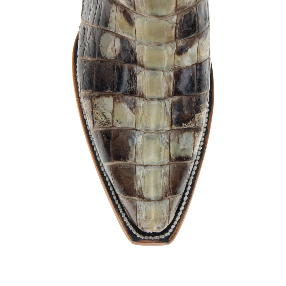 Men's Natural American Alligator Tail Snip Toe Cowboy Boots by Vaccari
