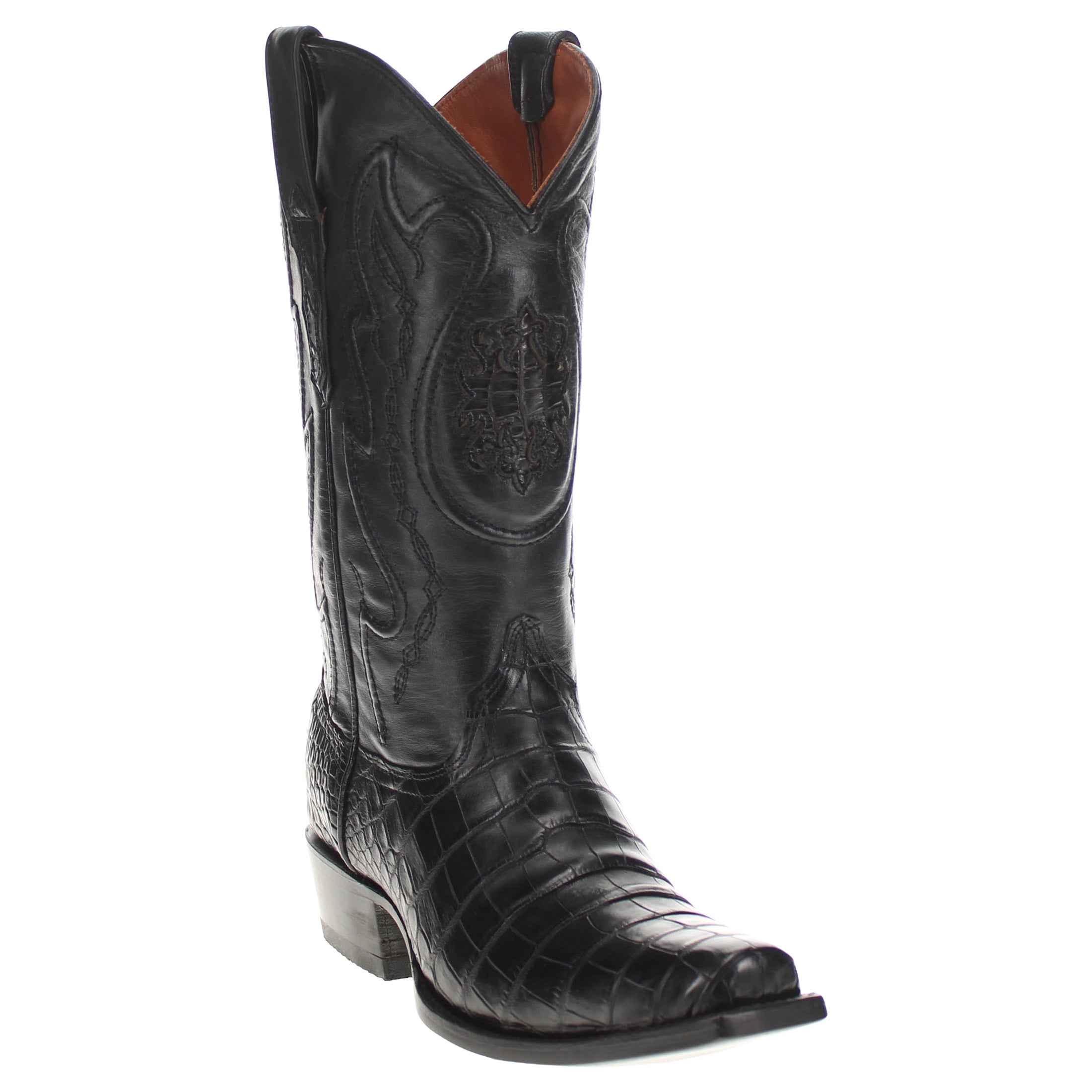 Men's Black American Alligator Belly Cowboy Boot | Vaccari
