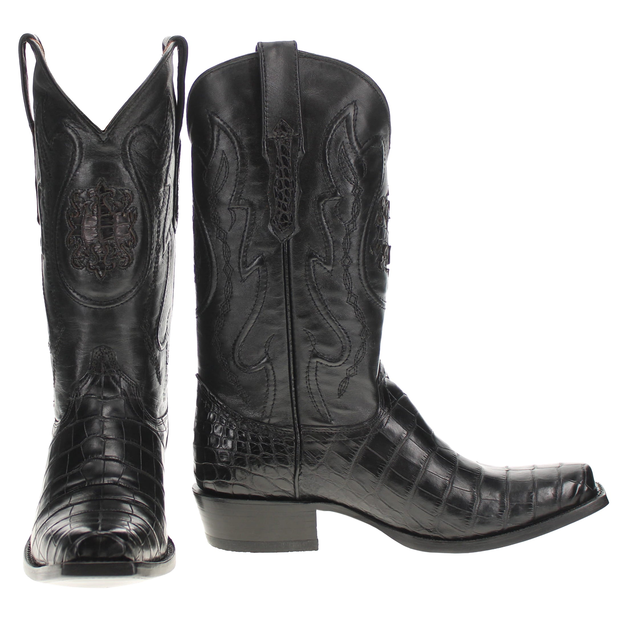 Men's American Alligator Belly Black JW Toe Cowboy Boots Travis by Vaccari