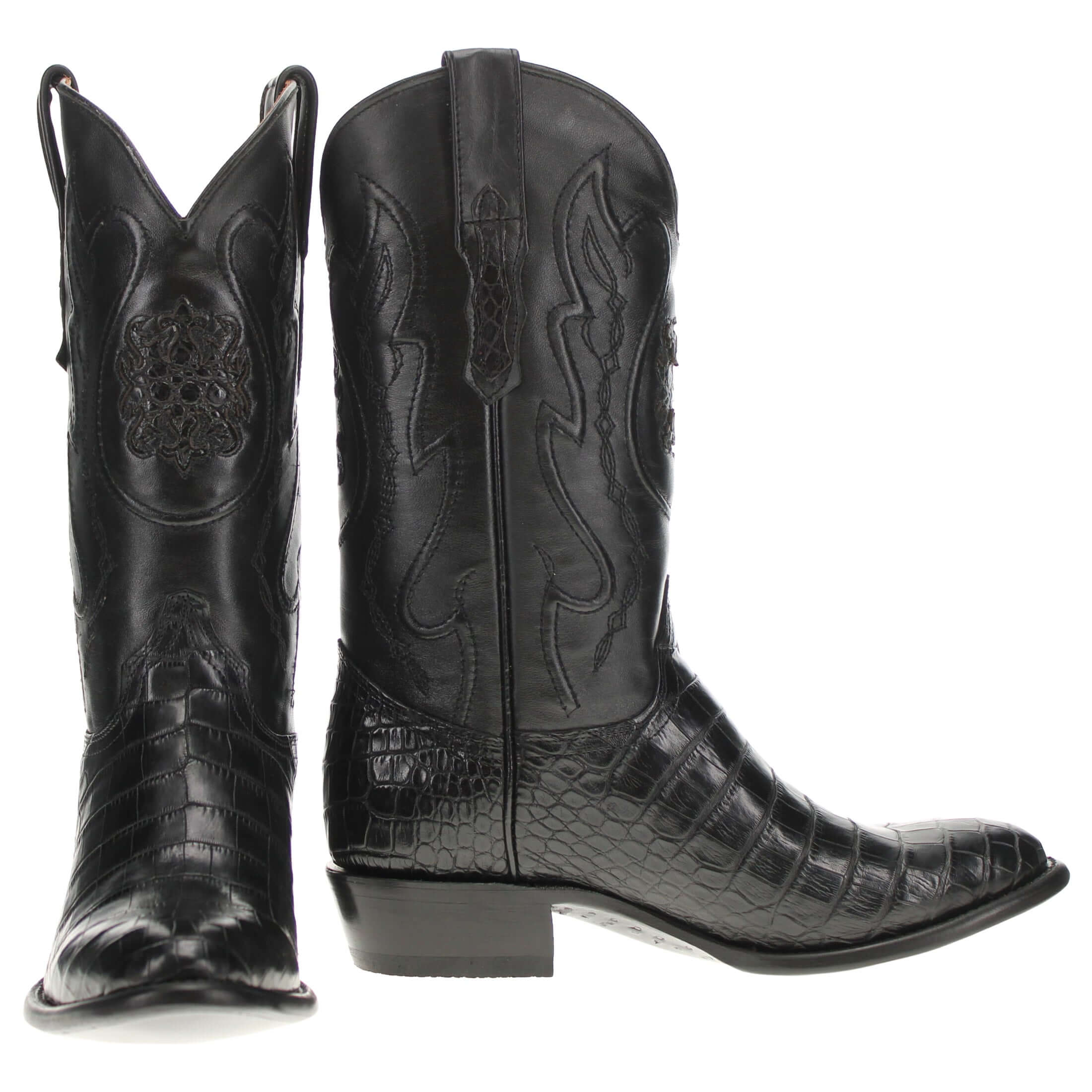 置物 BLACKBOOTS CERAMICS AMERICAN WANNABE Men's Black American Alligator Belly Cowboy Boot | Vaccari