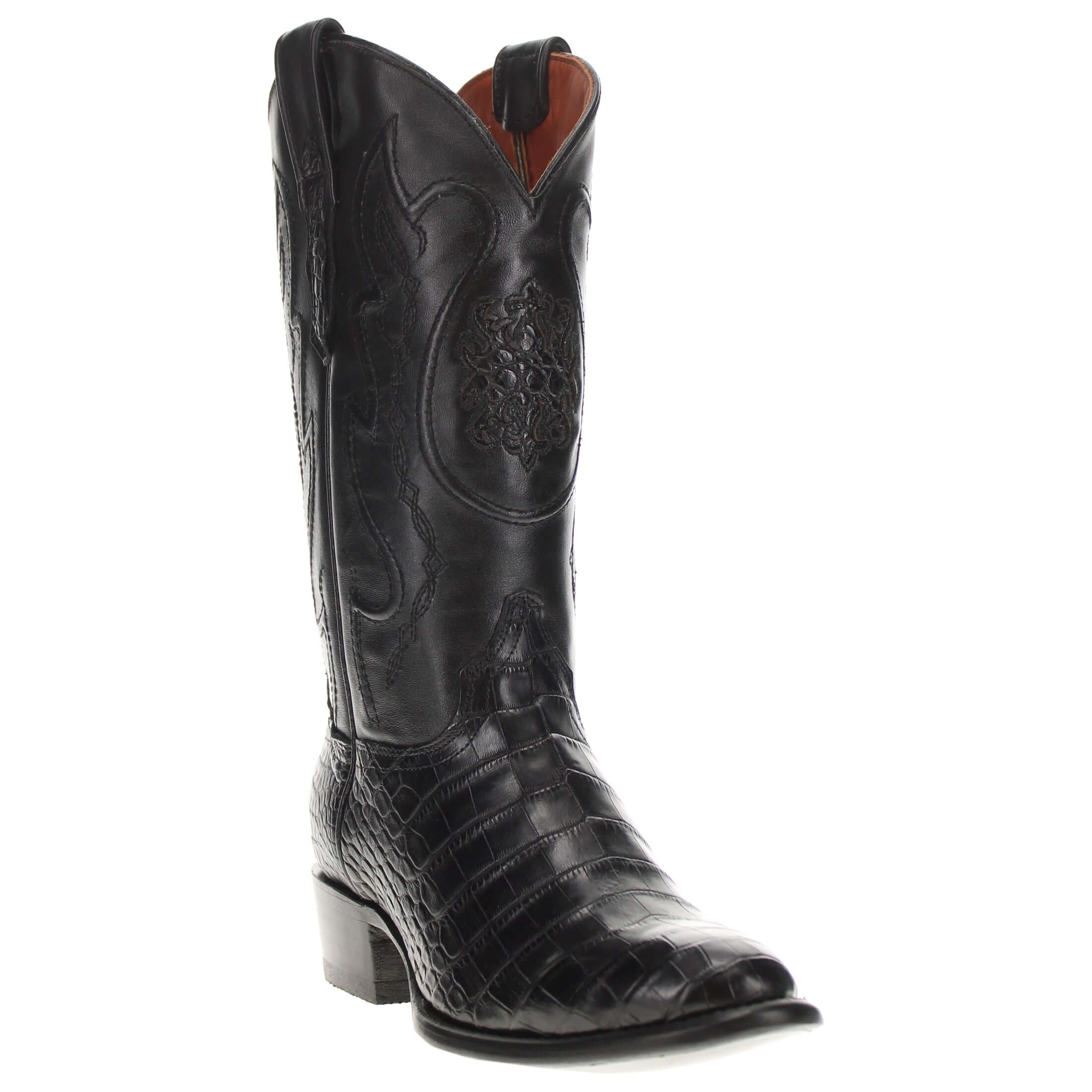 Men's Black American Alligator Belly Cowboy Boot | Vaccari