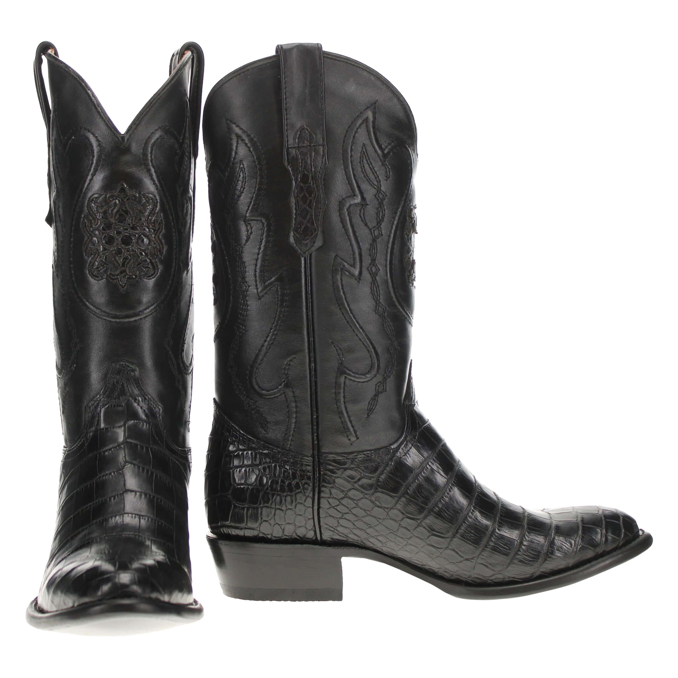 Men's Black American Alligator Belly Cowboy Boots Travis by Vaccari Core