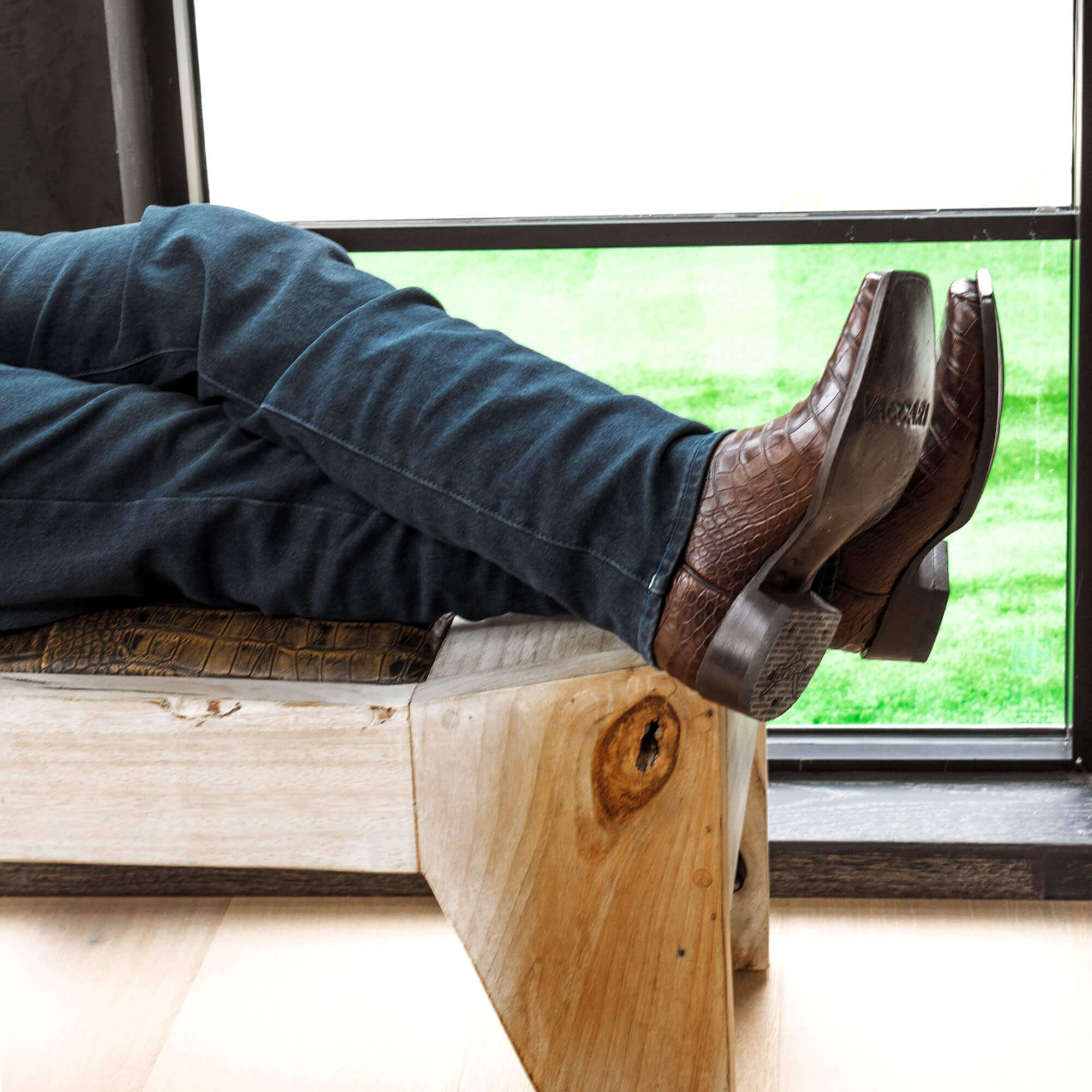 MEN'S AMERICAN ALLIGATOR BELLY MOCHA COWBOY BOOT by Vaccari