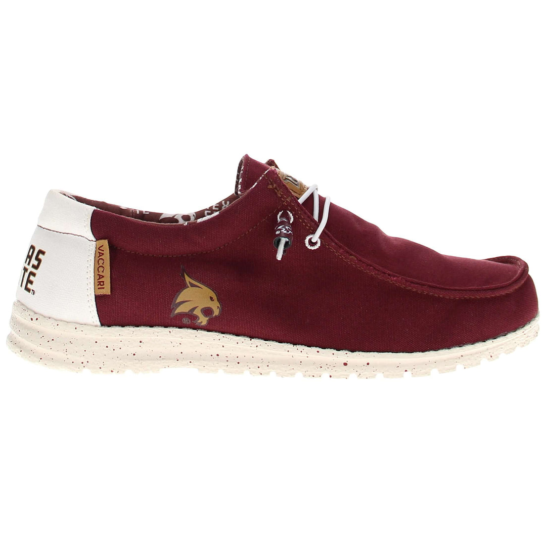 Men's Texas State University Bobcats Maroon Canvas Shoes by Vaccari