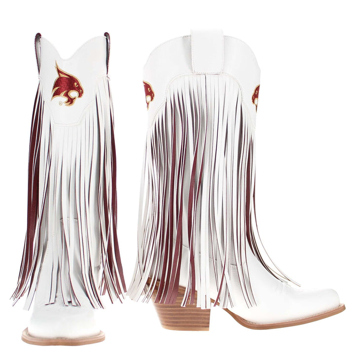 Texas State University Kacey White Fringe Boot By V By Vaccari