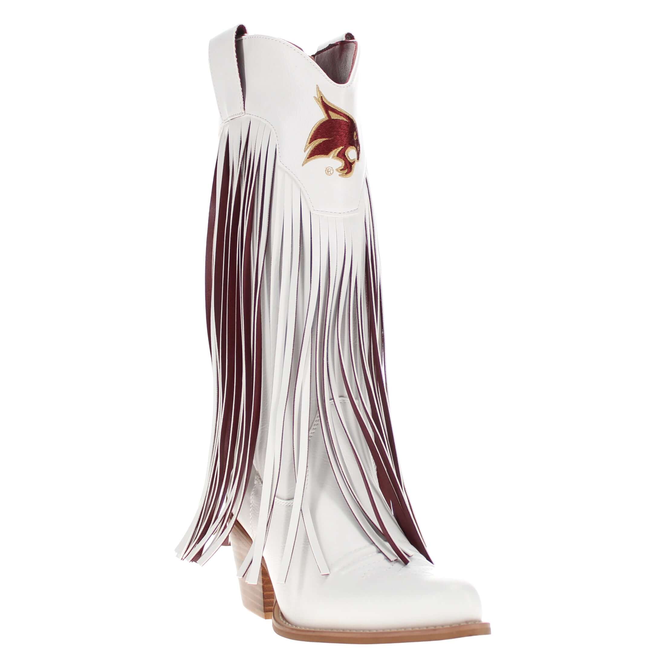 Texas State University Kacey White Fringe Boot By V By Vaccari