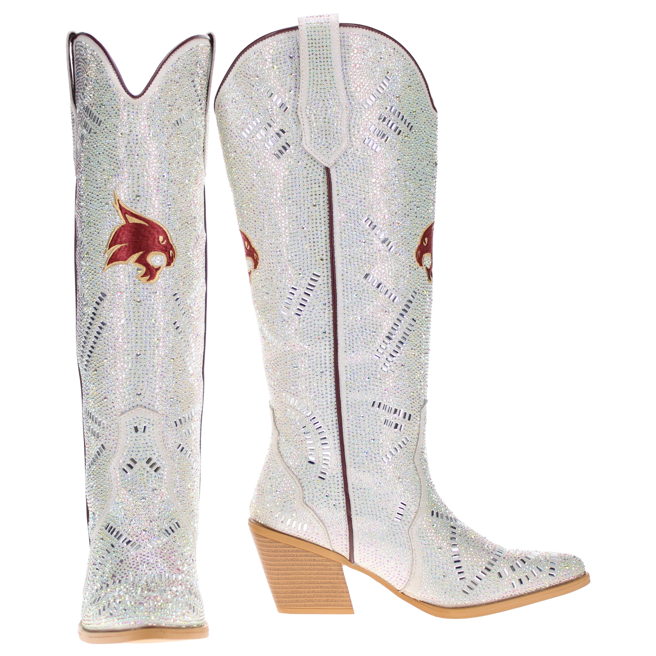Women's Texas State University Natural Tall Bling Cowgirl Boots Amber by V by Vaccari