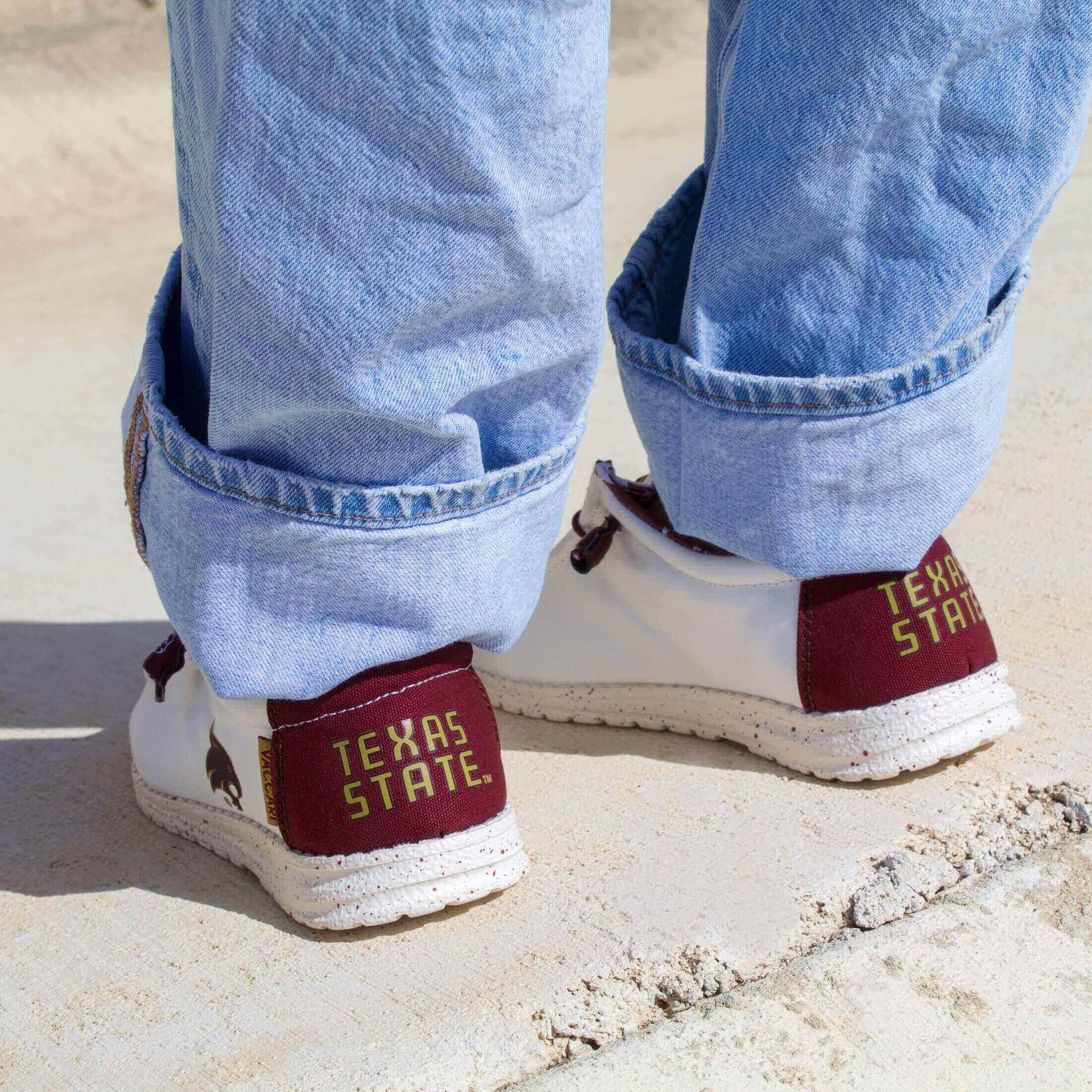 Women's Texas State University Off White and Maroon Canvas Casual Shoe by Vaccari