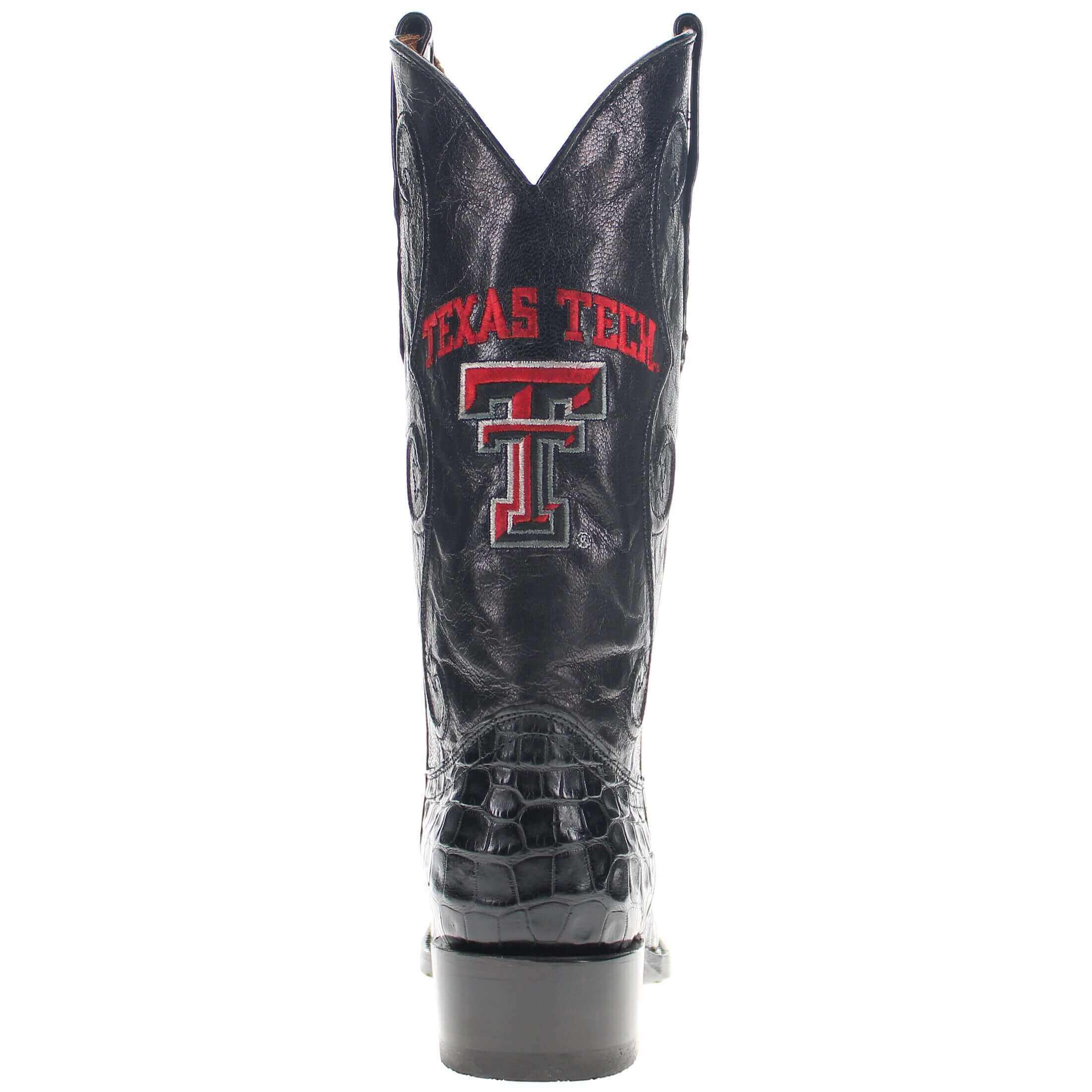 Men's Texas Tech Red Raiders Black American Alligator Belly Cowboy Boots James by Vaccari #select-a-toe_jw