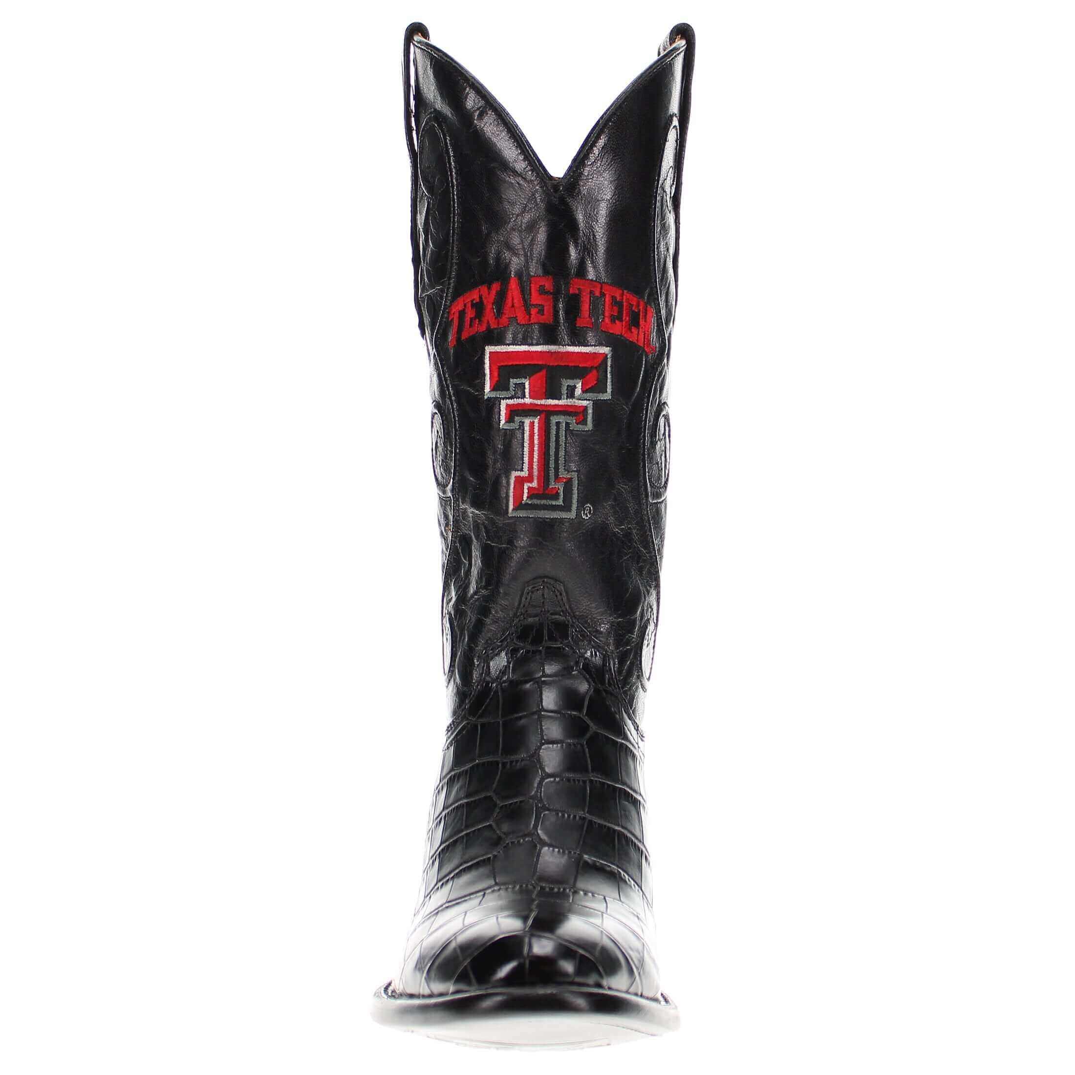 Men's Texas Tech Red Raiders Black American Alligator Belly Cowboy Boots James by Vaccari #select-a-toe_round