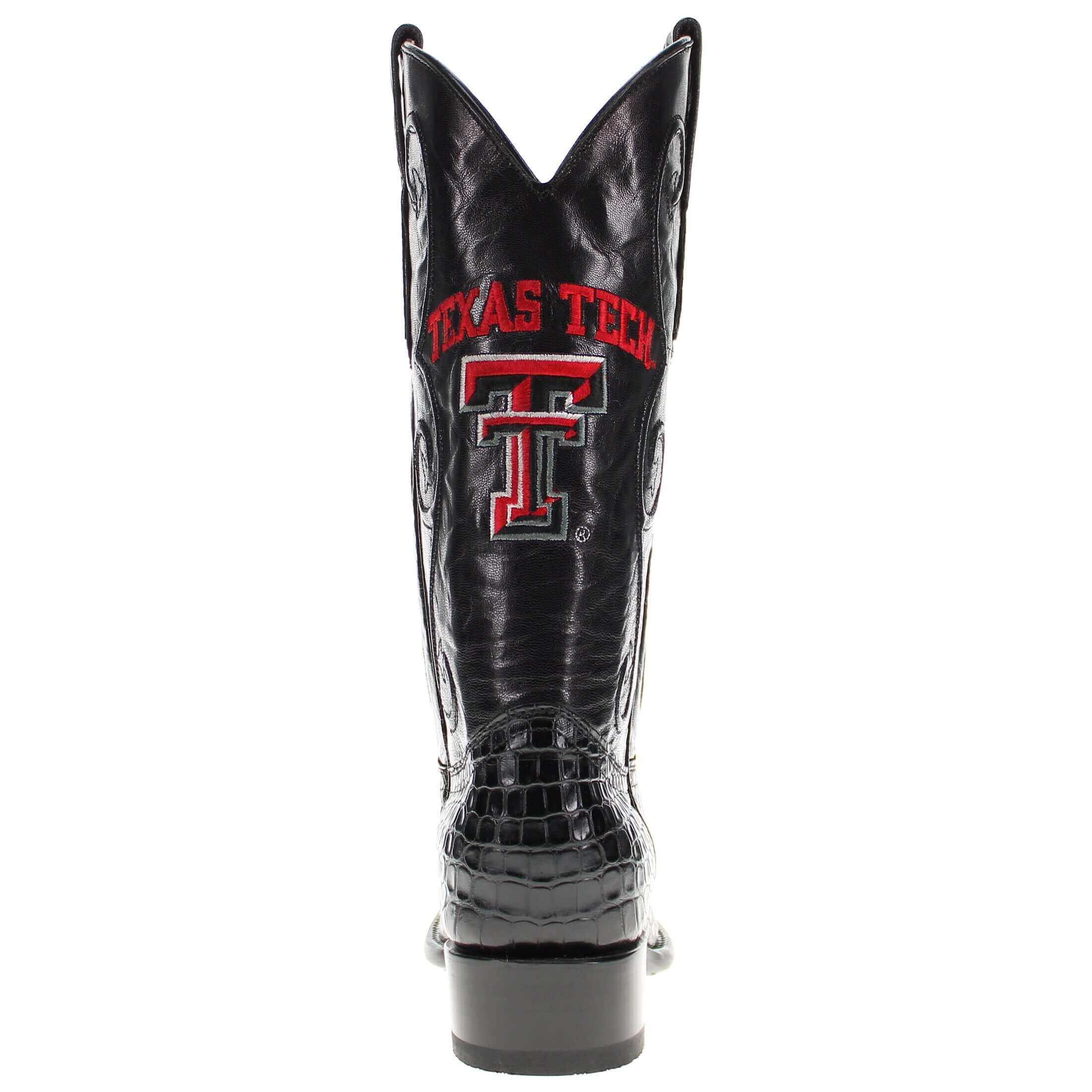 Men's Texas Tech Red Raiders Black American Alligator Belly Cowboy Boots James by Vaccari #select-a-toe_round
