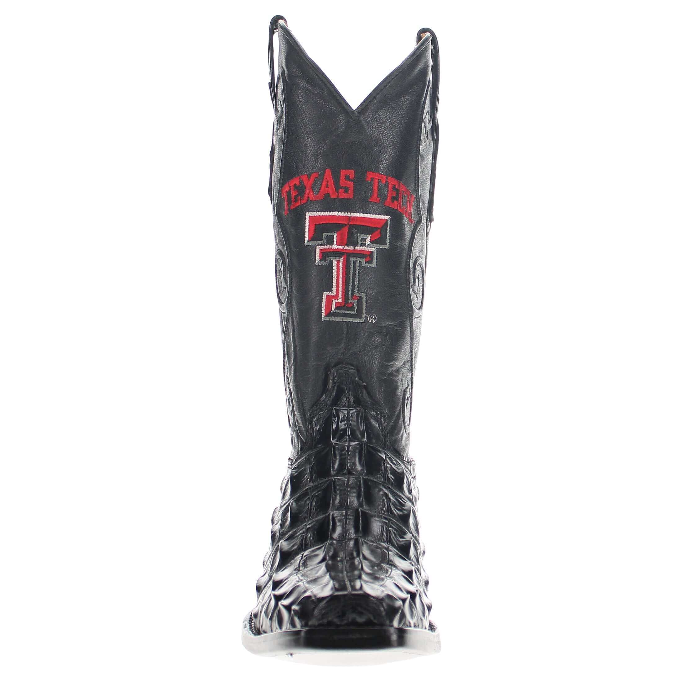 Men's Texas Tech University Red Raiders Black Hornback American Alligator Cowboy Boots David by Vaccari #select-a-toe_jw